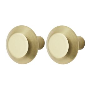 GoodHome Nutmeg Brass effect Kitchen Cabinet Round Handle (L)3.2cm, Pack of 2