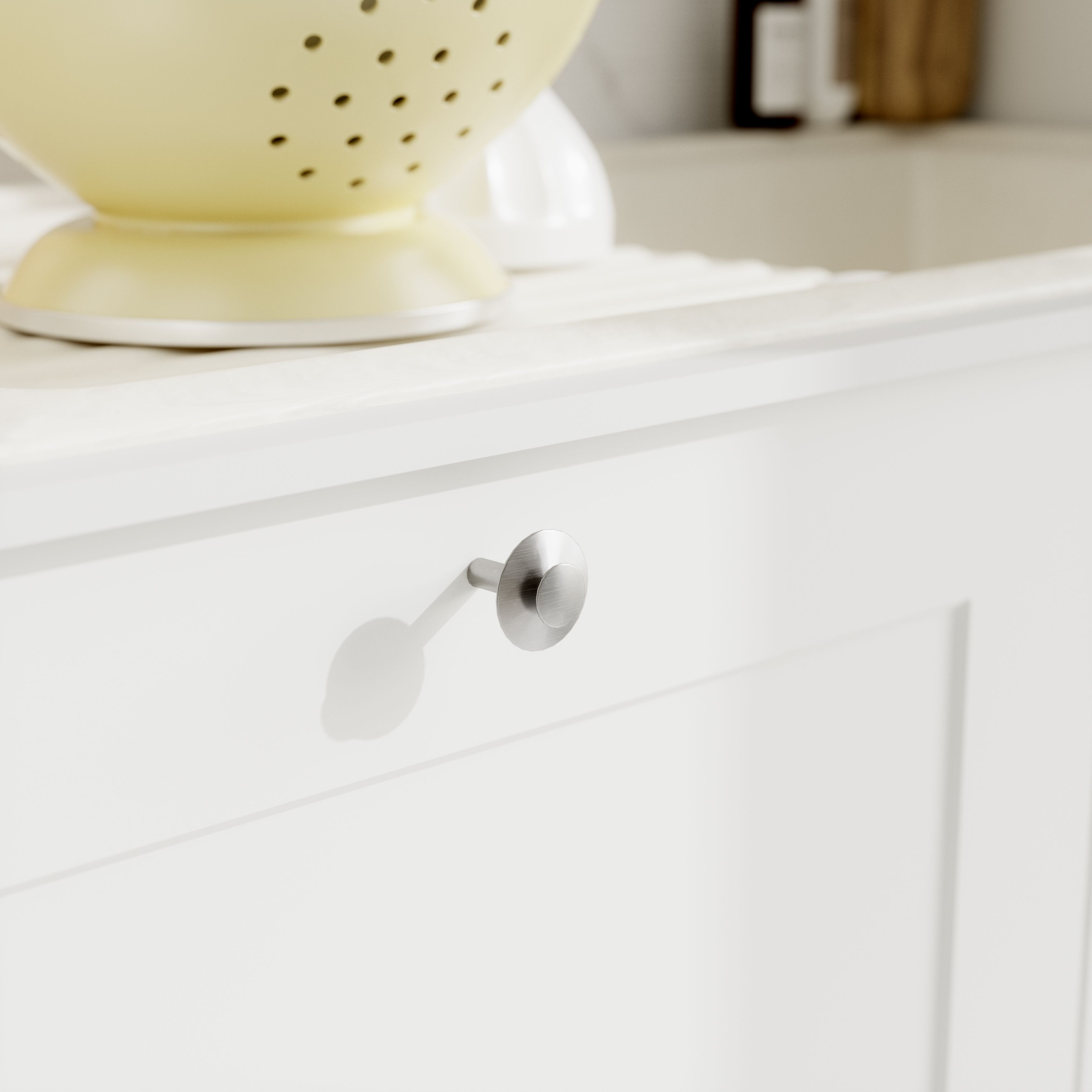 GoodHome Nutmeg Nickel effect Kitchen cabinets Round Handle (L)3.2cm (D)32mm, Pack of 2