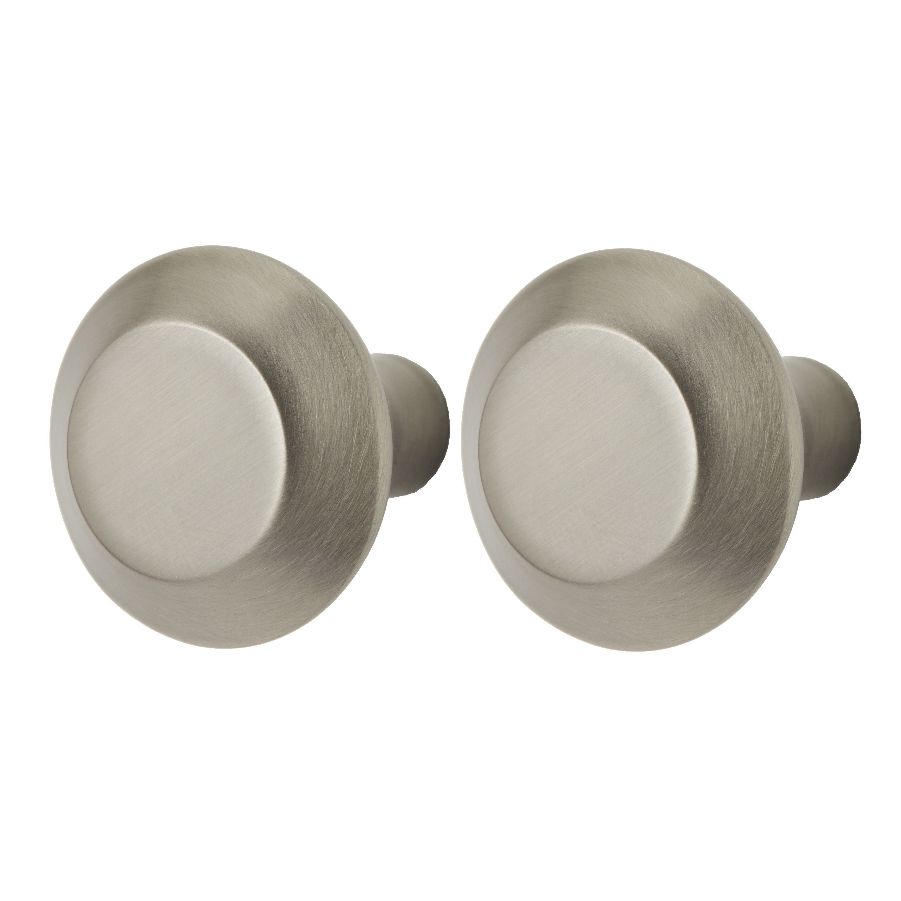 GoodHome Nutmeg Nickel effect Kitchen cabinets Round Pull handle (L)3.2cm (D)32mm, Pack of 2