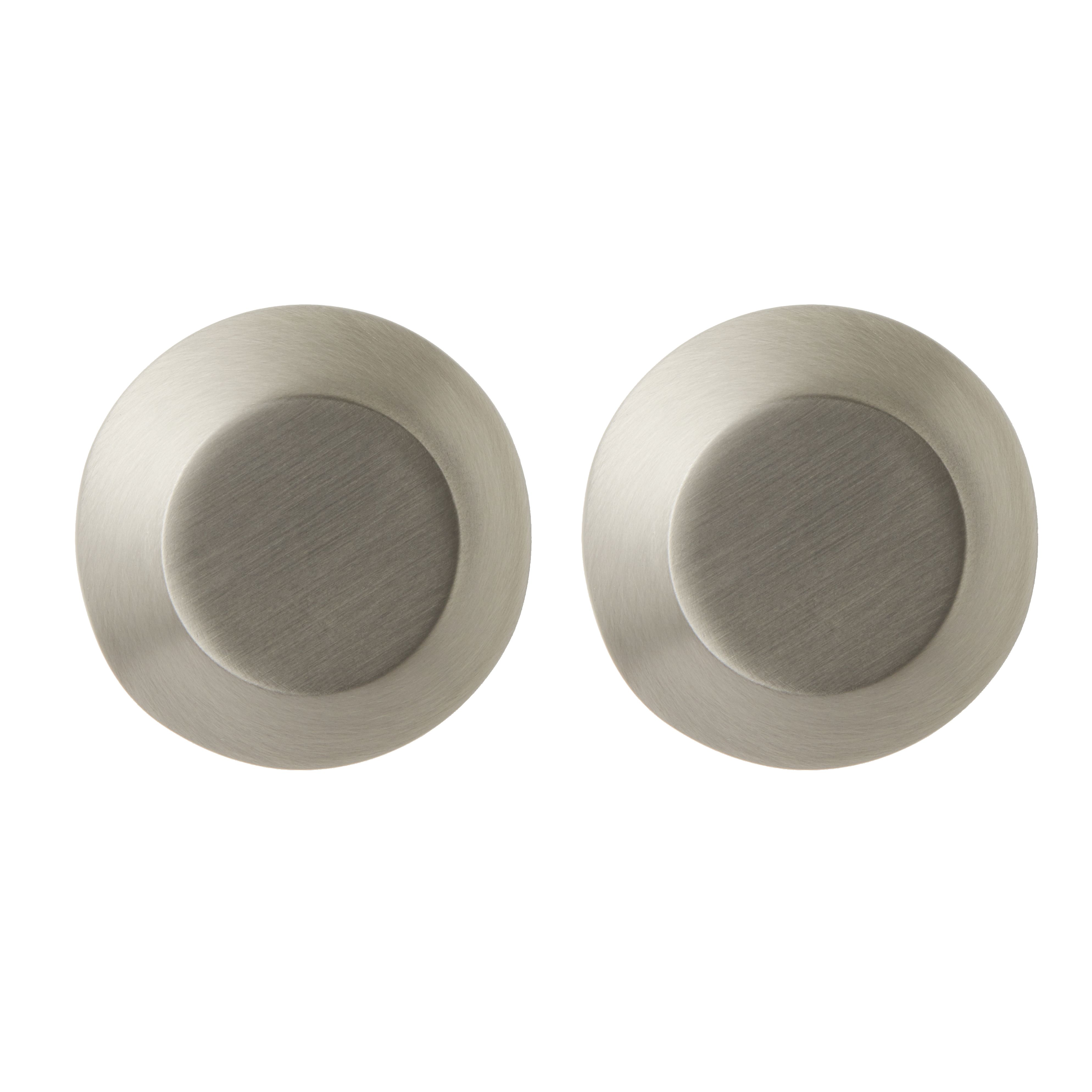 GoodHome Nutmeg Nickel effect Kitchen cabinets Round Pull handle (L)3.2cm (D)32mm, Pack of 2