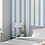 GoodHome Nypa Blue & white Striped Fabric effect Textured Wallpaper Sample