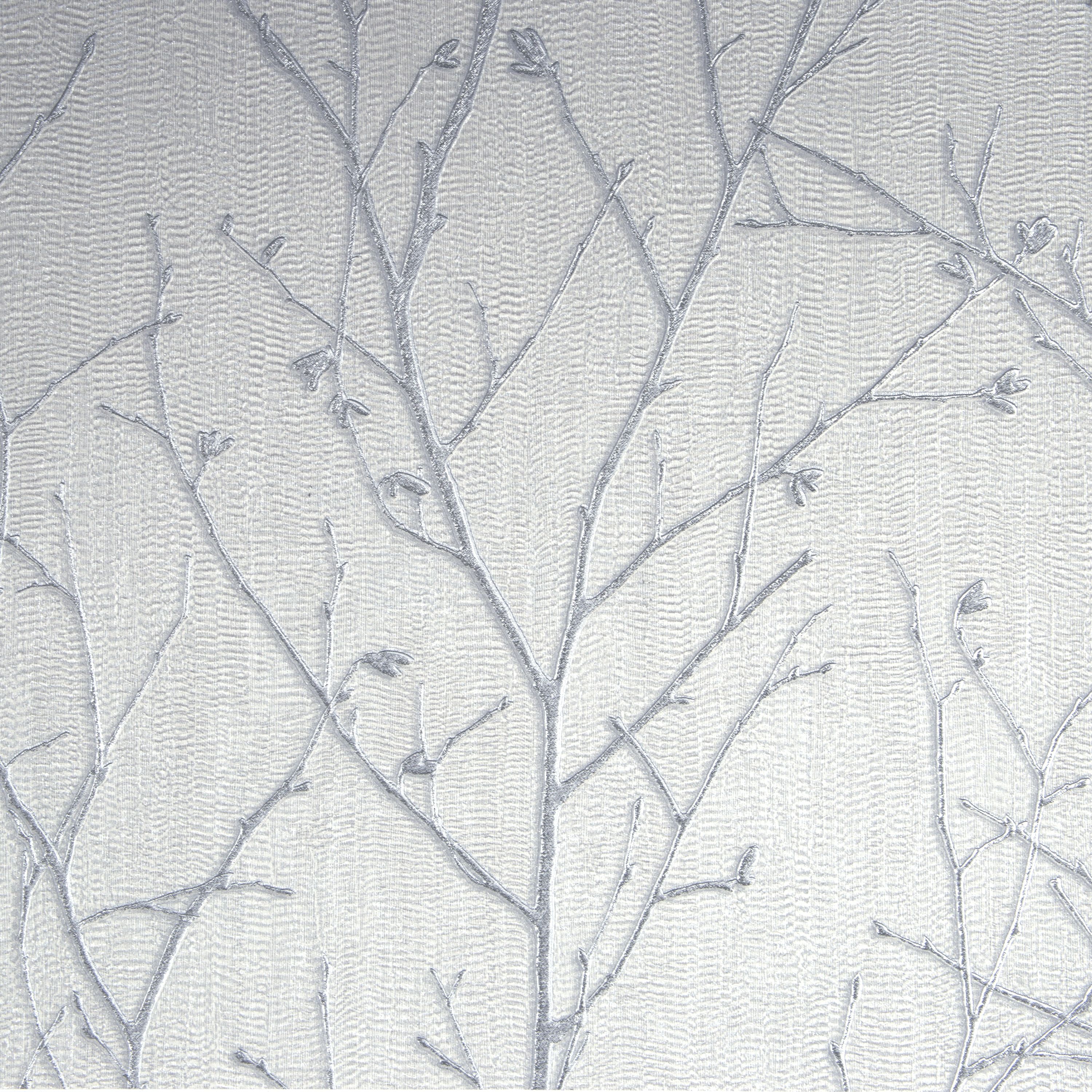 GoodHome Obetia Grey Silver effect Tree Smooth Wallpaper