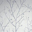 GoodHome Obetia Grey Tree Silver effect Smooth Wallpaper