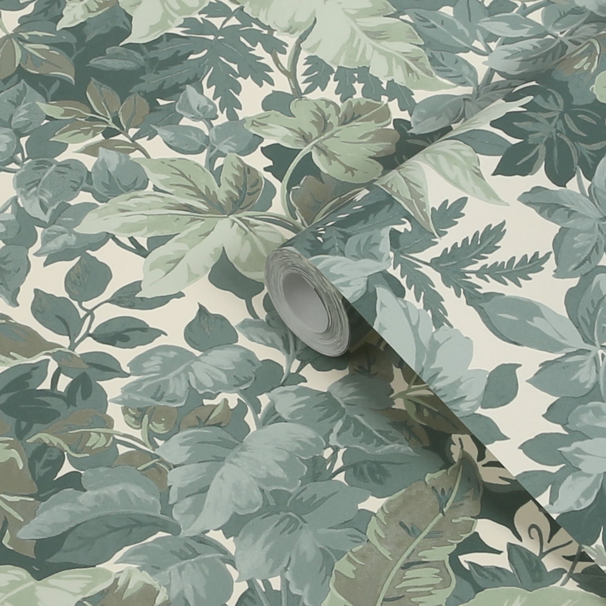 GoodHome Odell Green Big Foliage Natural Textured Wallpaper