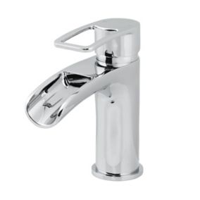GoodHome Olmeto Small Chrome effect Basin Mono mixer Tap with Waterfall spout