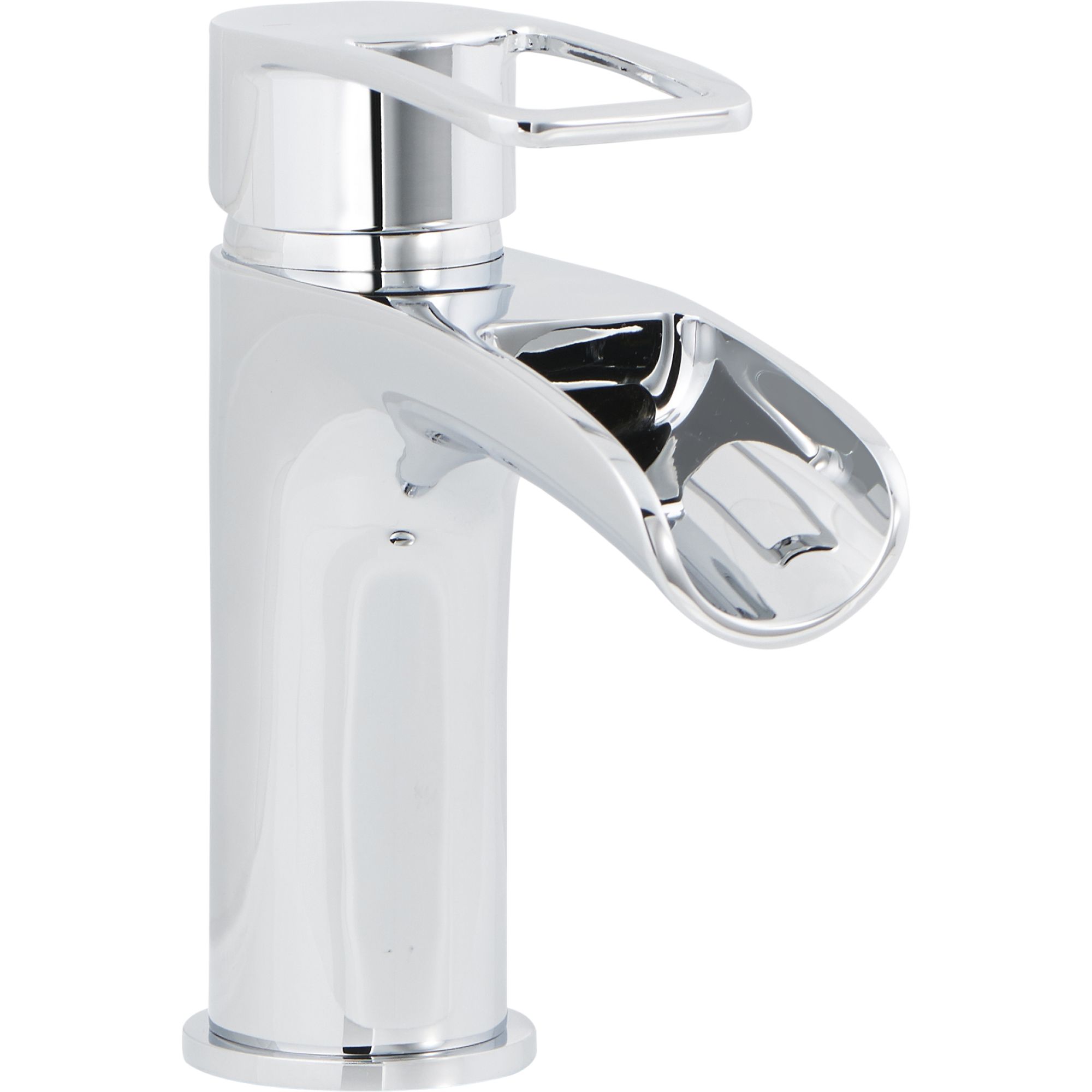 GoodHome Olmeto Small Chrome effect Basin Mono mixer Tap with Waterfall spout