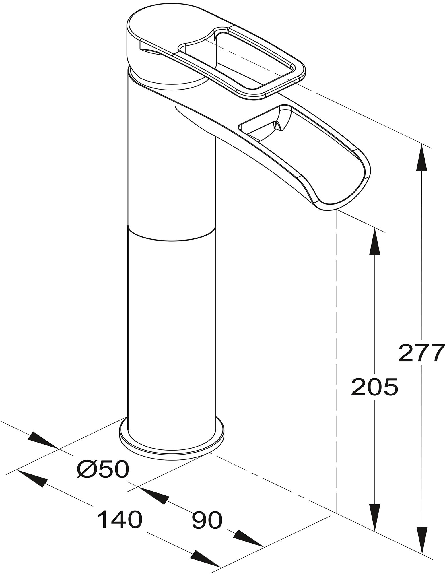 GoodHome Olmeto Tall Chrome effect Deck-mounted Basin Mono mixer Tap