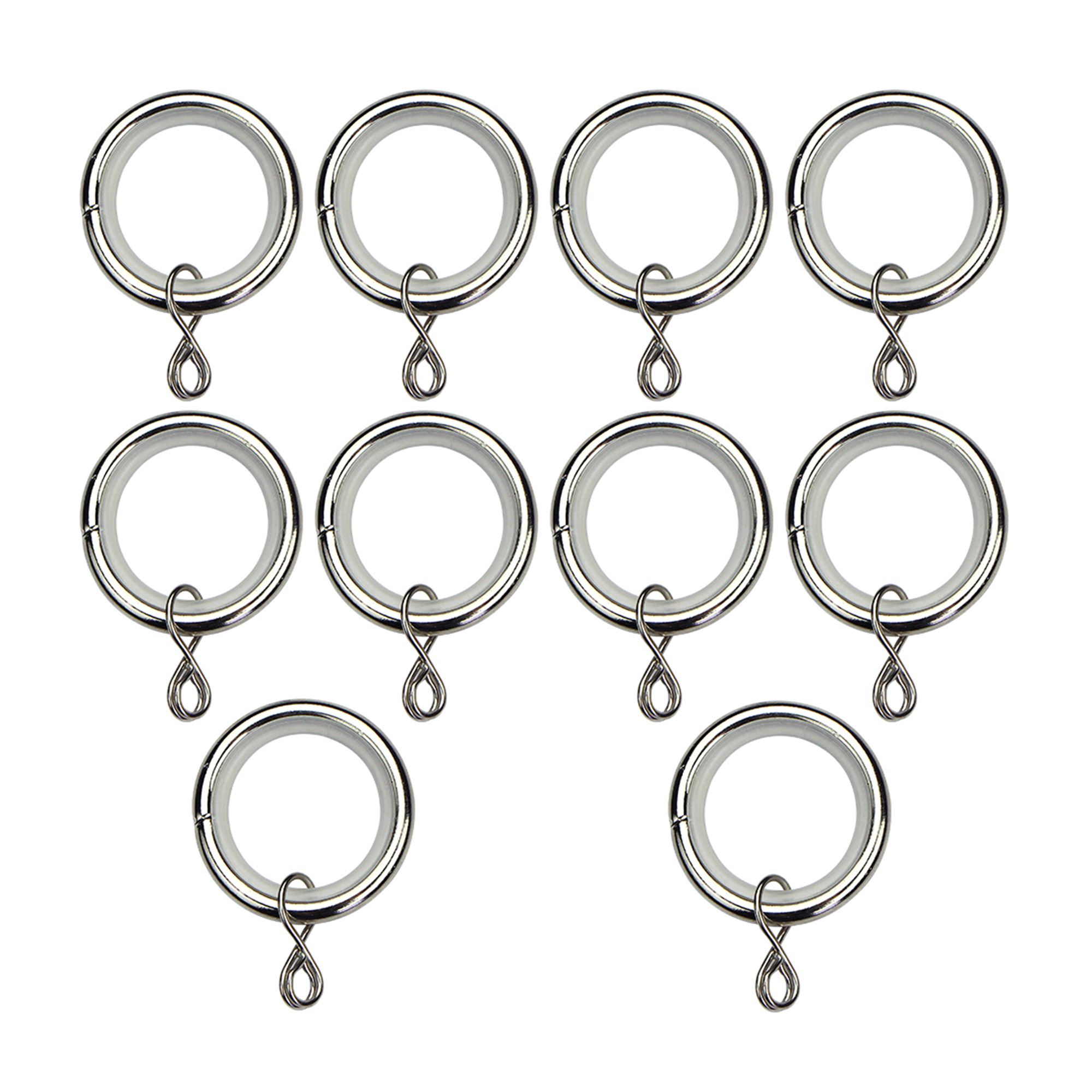 GoodHome Olympe Chrome effect Curtain ring (Dia)19mm, Pack of 10