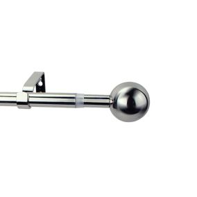 GoodHome Olympe Chrome effect Extendable Ball Curtain pole Set, (L)1200mm-2100mm (Dia)19mm