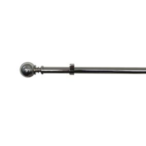 GoodHome Olympe Chrome effect Extendable Ball Curtain pole Set, (L)1200mm-2100mm (Dia)28mm