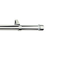 GoodHome Olympe Chrome effect Extendable Cap Curtain pole Set, (L)1200mm-2100mm (Dia)19mm