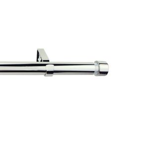 GoodHome Olympe Chrome effect Extendable Cap Curtain pole Set, (L)2000mm-3300mm (Dia)19mm