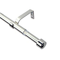 GoodHome Olympe Chrome effect Extendable Cap Curtain pole Set, (L)2000mm-3300mm (Dia)28mm