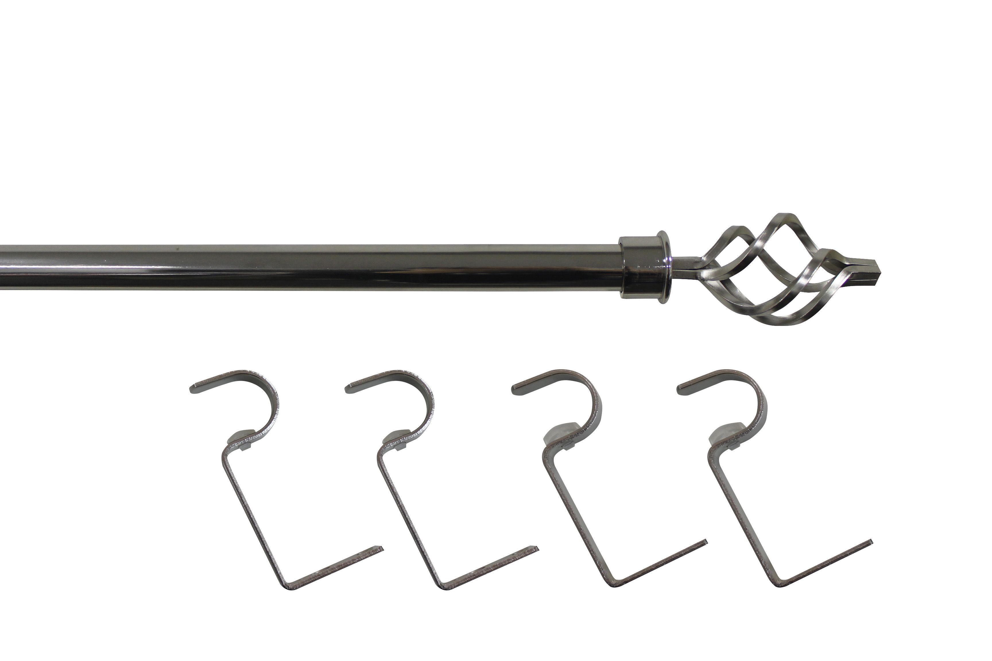 GoodHome Olympe Chrome effect Extendable Swirl Curtain pole Set, (L)2000mm-3300mm (Dia)28mm