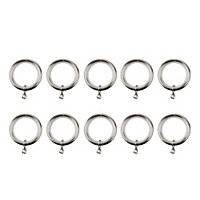 GoodHome Olympe Chrome effect Grey Curtain ring, Pack of 10