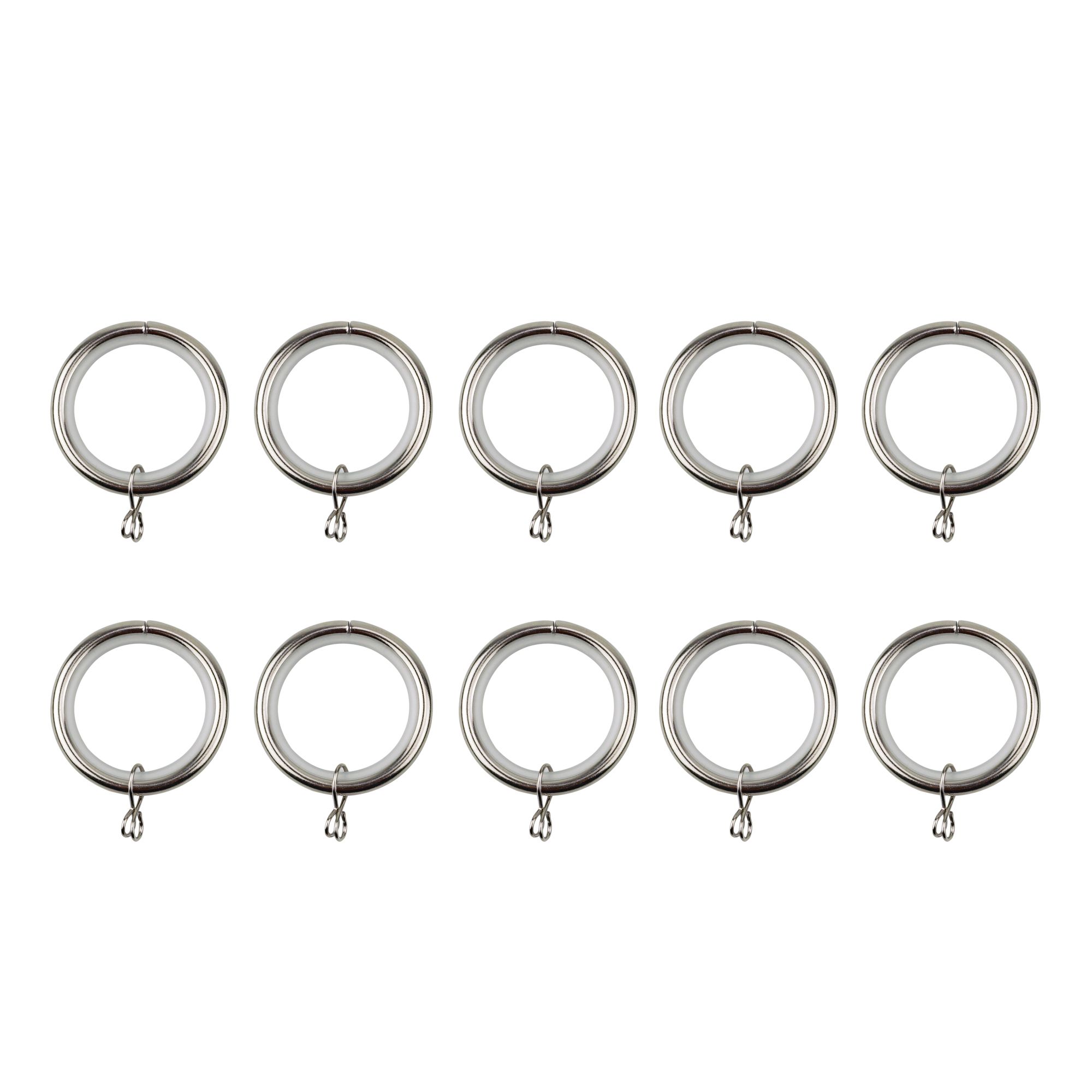 GoodHome Olympe Chrome effect Grey Curtain ring, Pack of 10