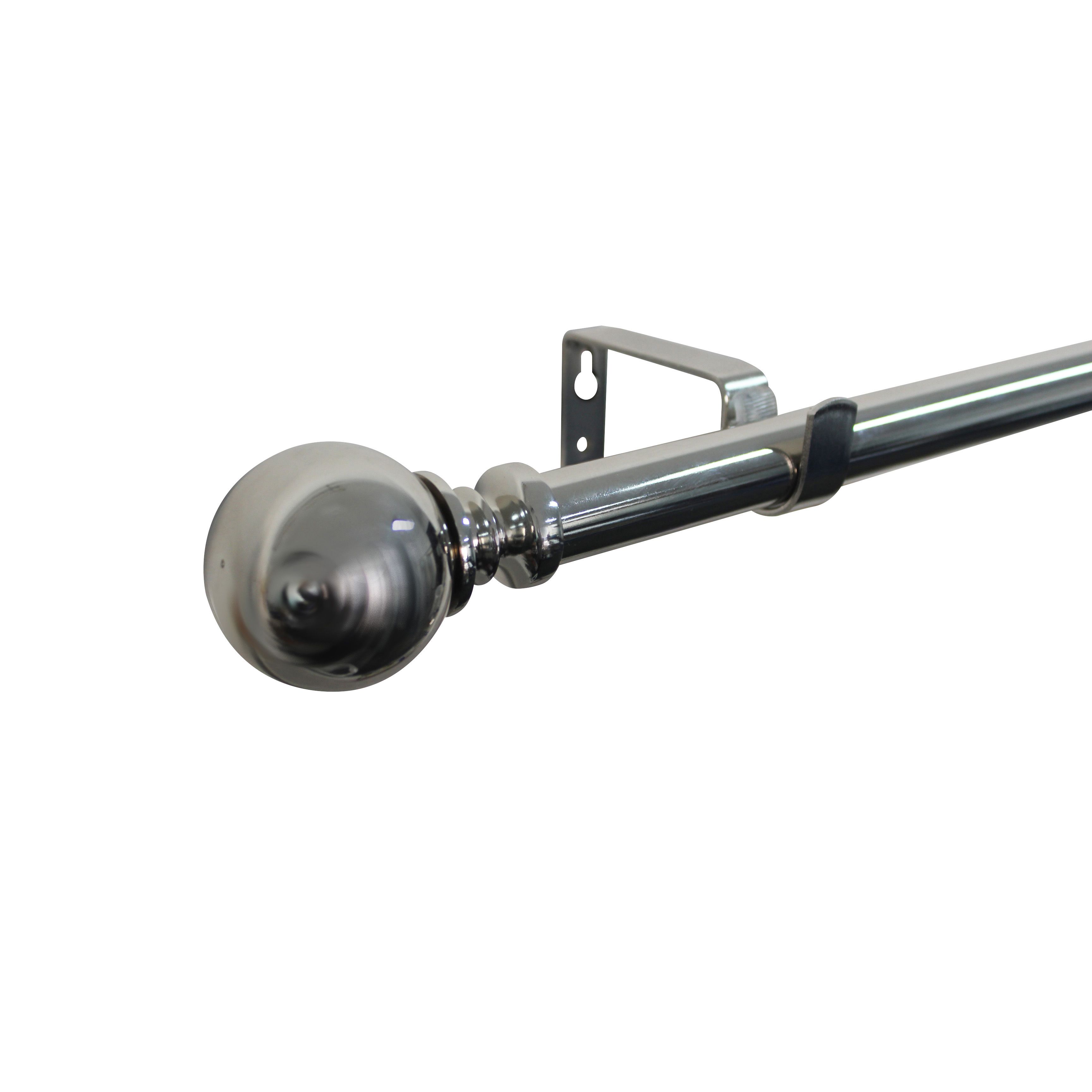 GoodHome Olympe Grey Chrome effect Extendable Ball Single curtain pole set Set, (L)2000mm-3300mm (Dia)28mm