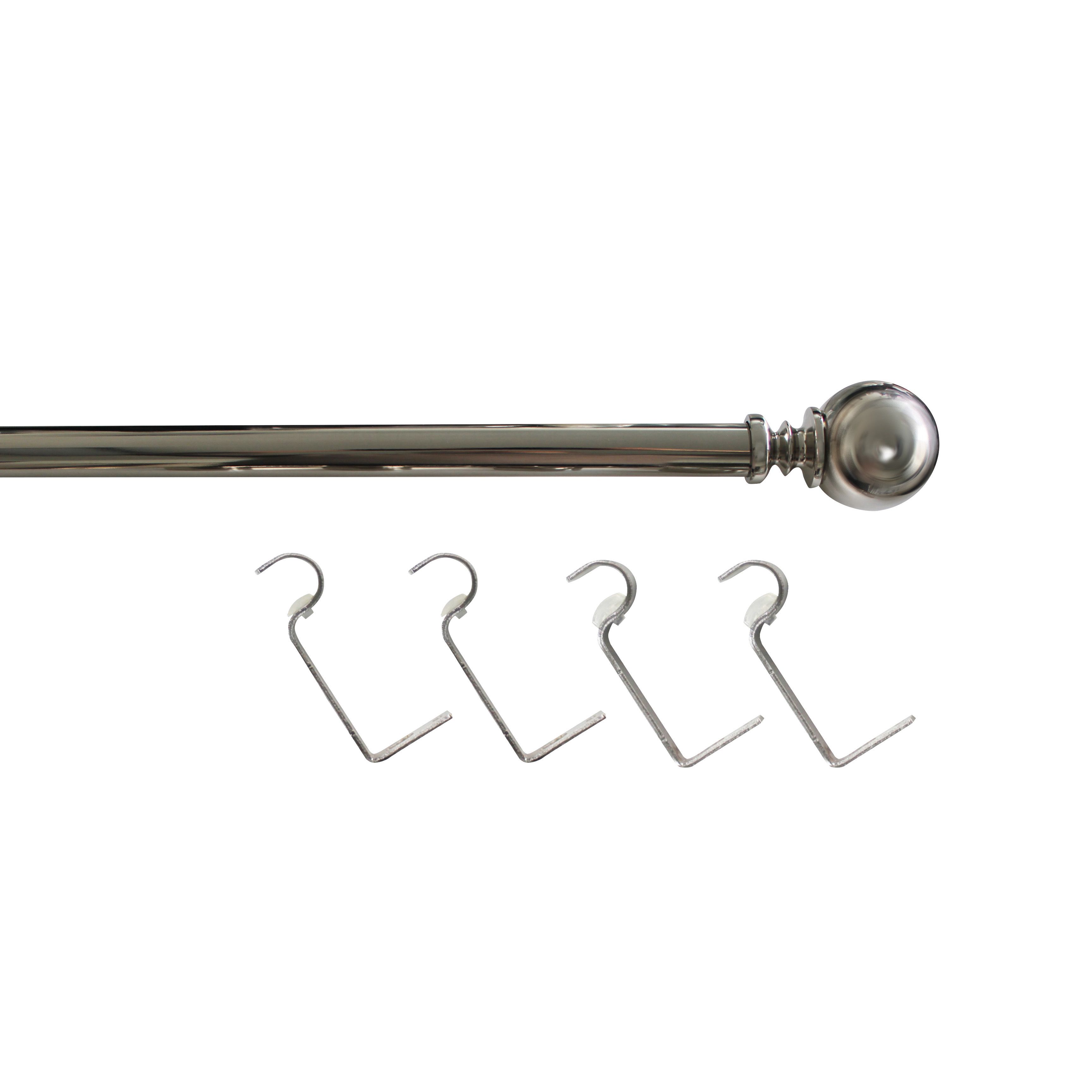 GoodHome Olympe Grey Chrome effect Extendable Ball Single curtain pole set Set, (L)2000mm-3300mm (Dia)28mm