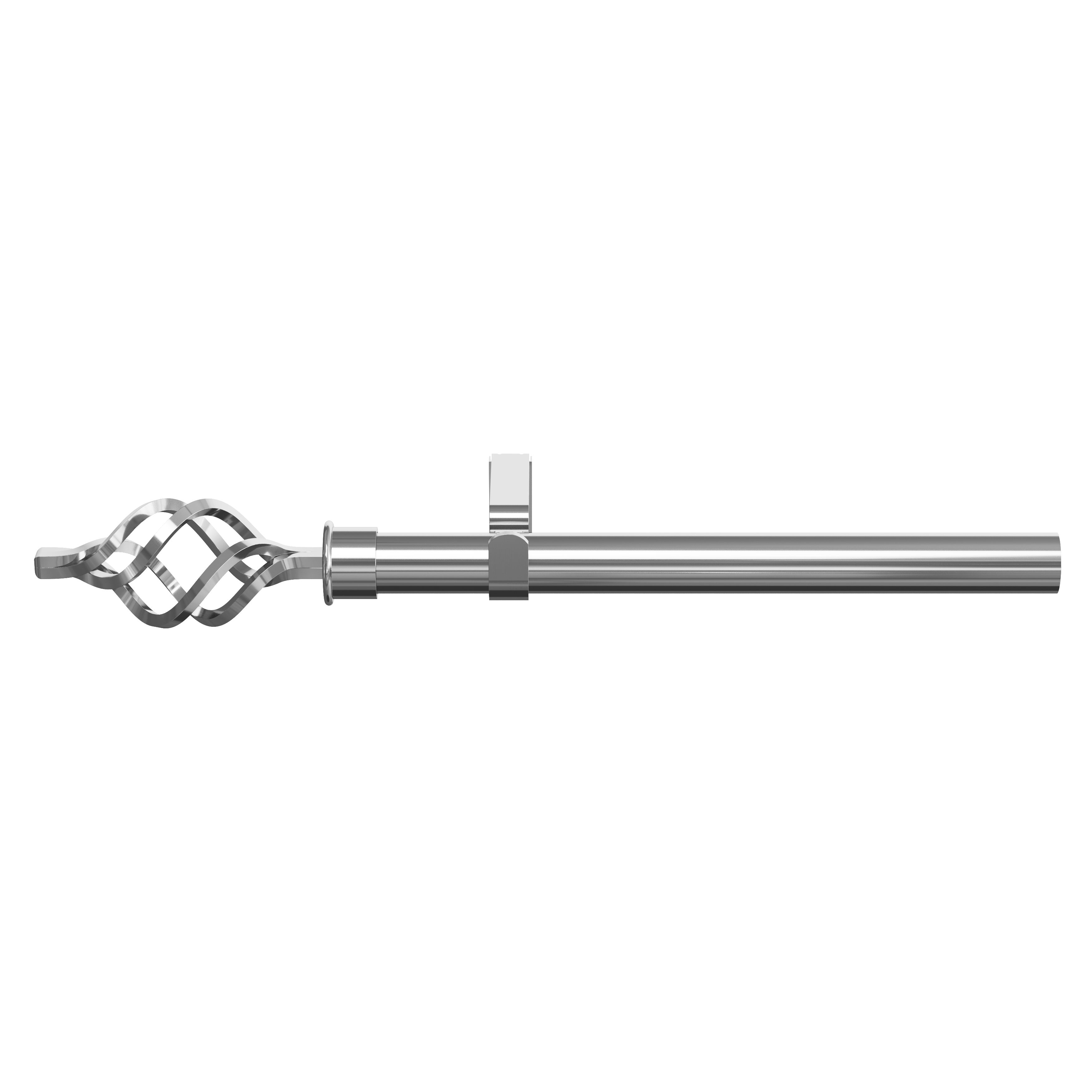 GoodHome Olympe Grey Chrome effect Extendable Swirl Single curtain pole set, (L)1200mm-2100mm (Dia)28mm