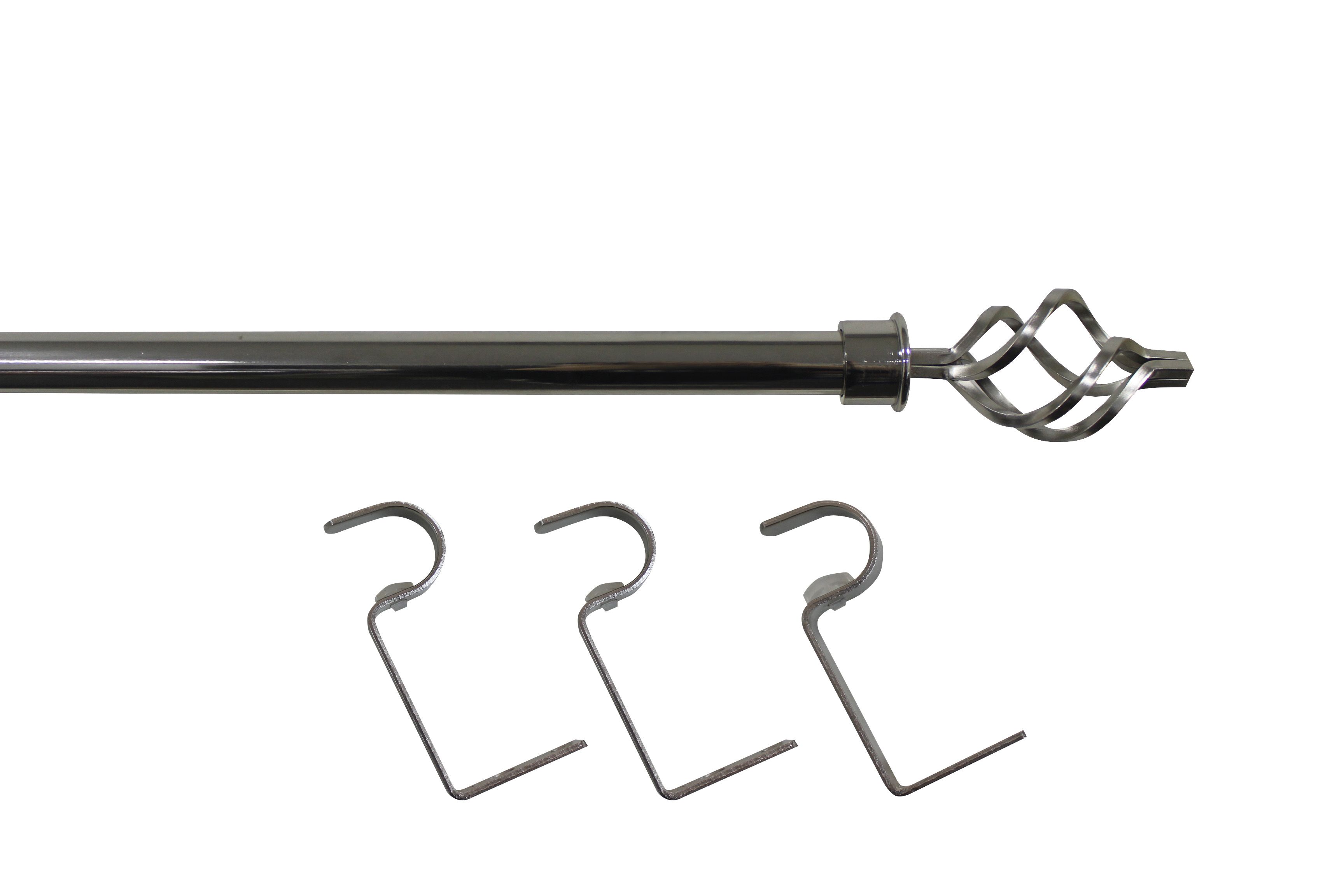 GoodHome Olympe Grey Chrome effect Extendable Swirl Single curtain pole set, (L)1200mm-2100mm (Dia)28mm