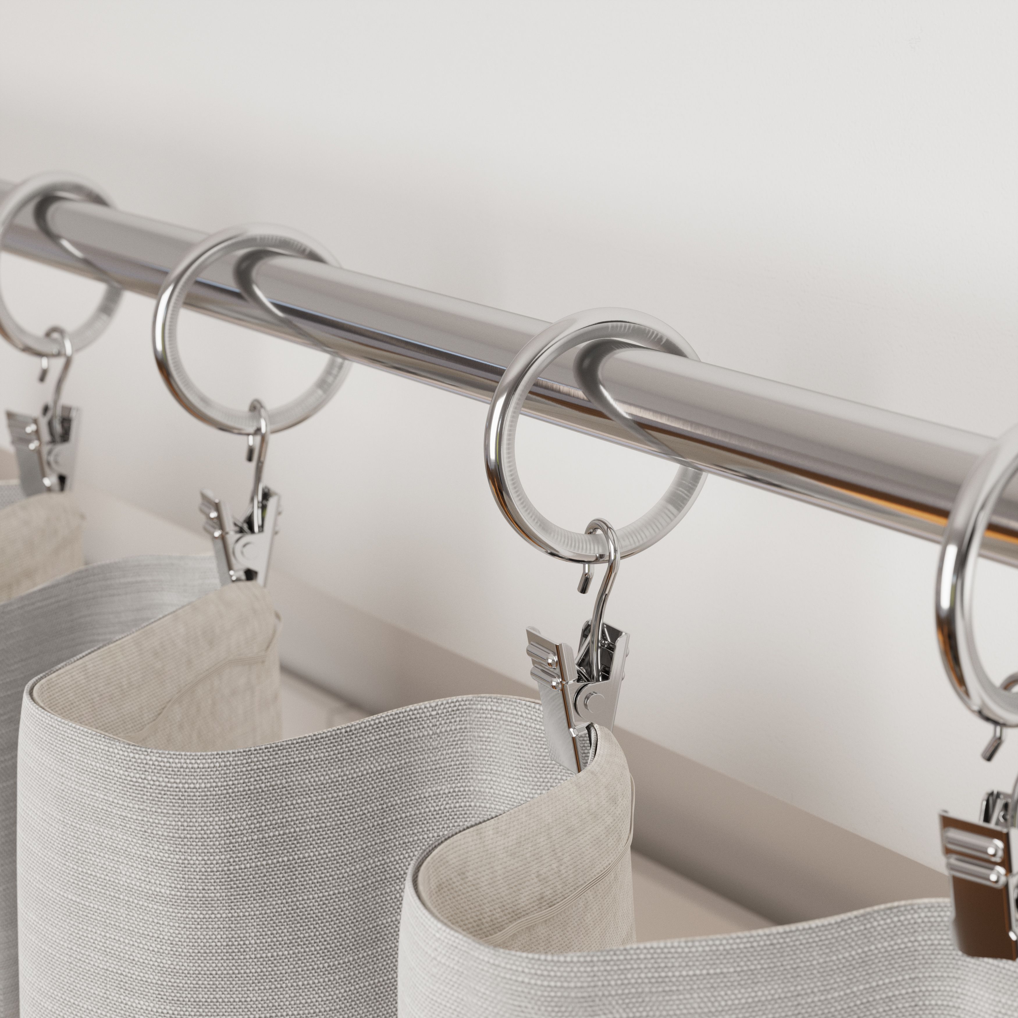 GoodHome Olympe Grey Chrome effect Extendable Swirl Single curtain pole set, (L)1200mm-2100mm (Dia)28mm