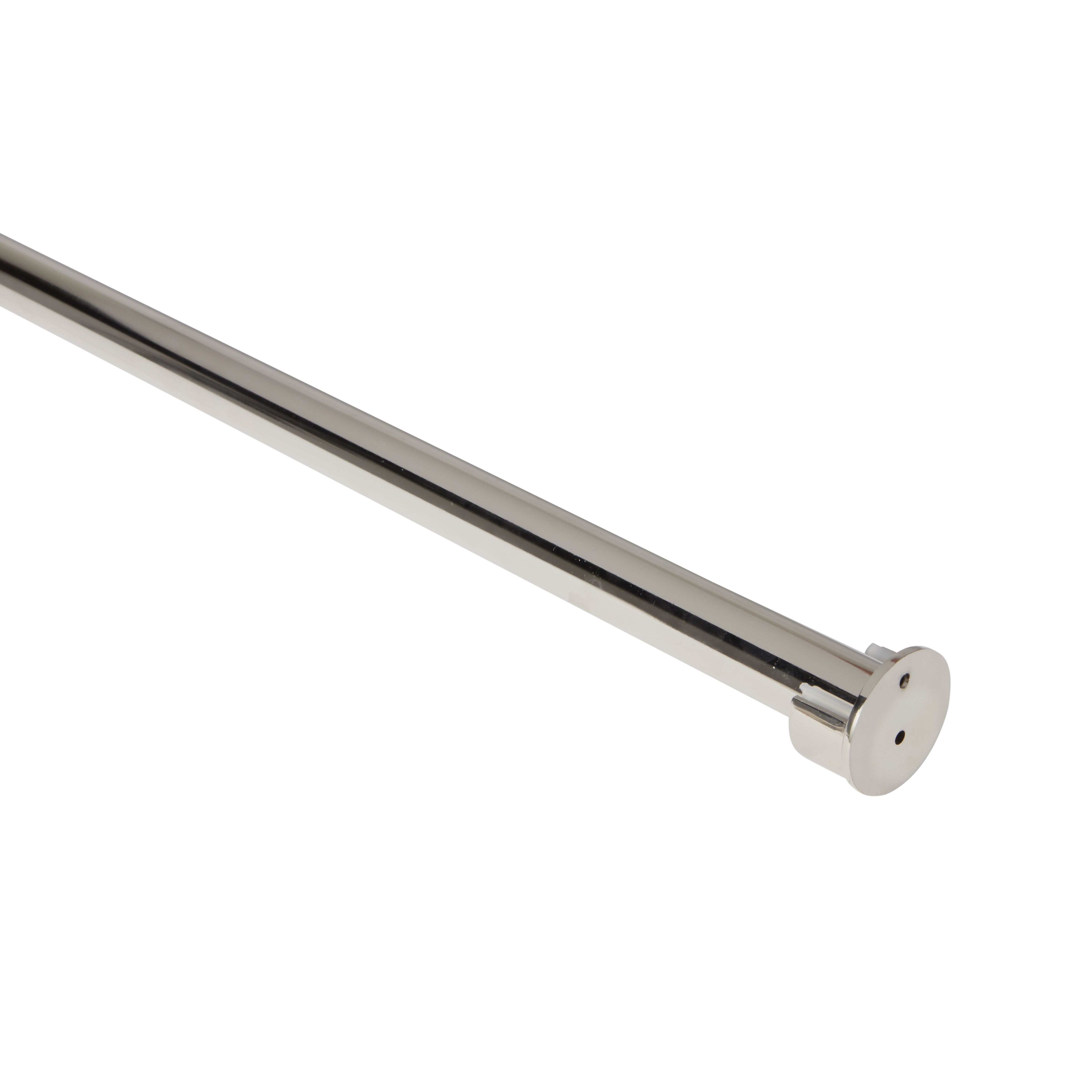GoodHome Olympe Grey Nickel effect Fixed Curtain pole, (L)2m (Dia)28mm
