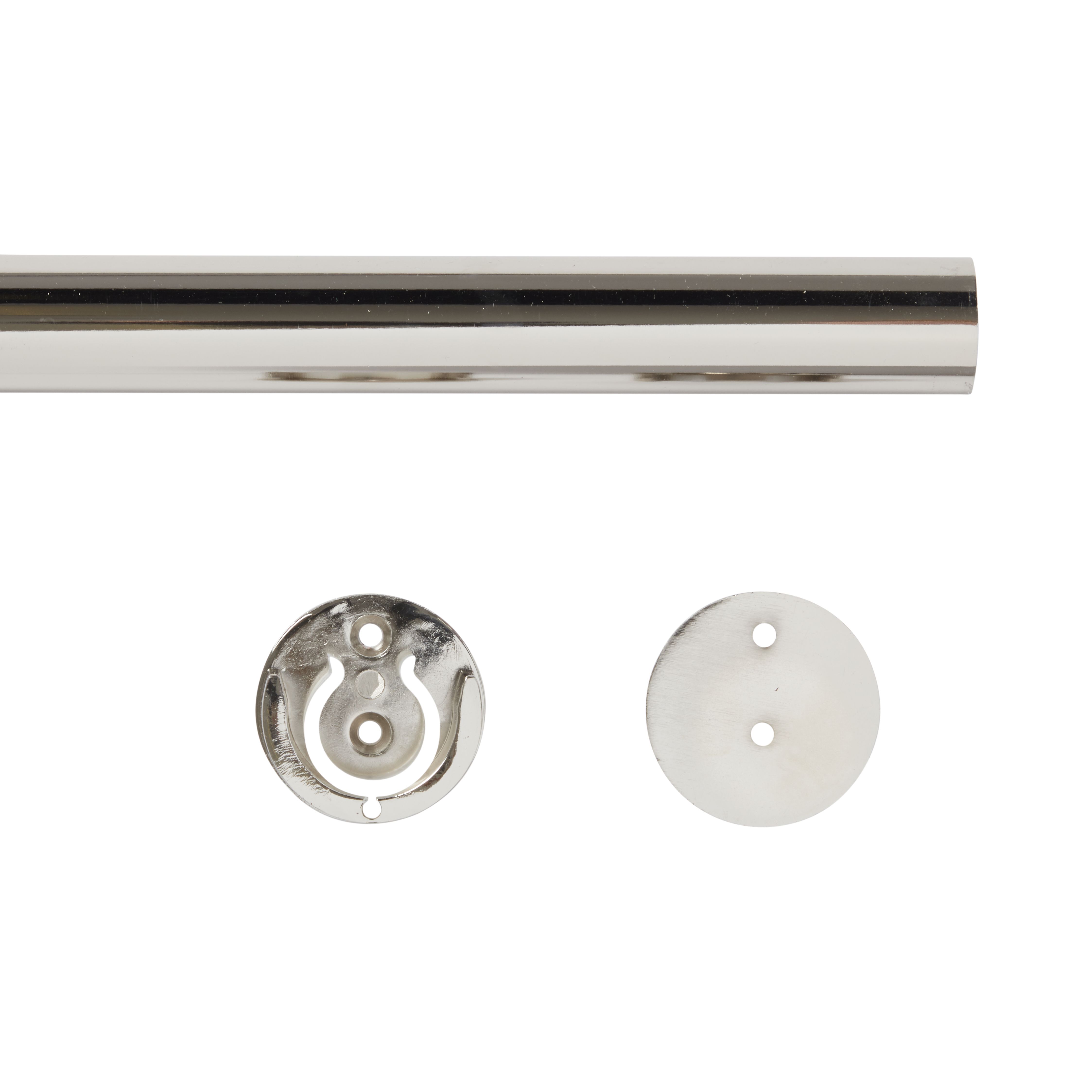 GoodHome Olympe Grey Nickel effect Fixed Curtain pole, (L)2m (Dia)28mm
