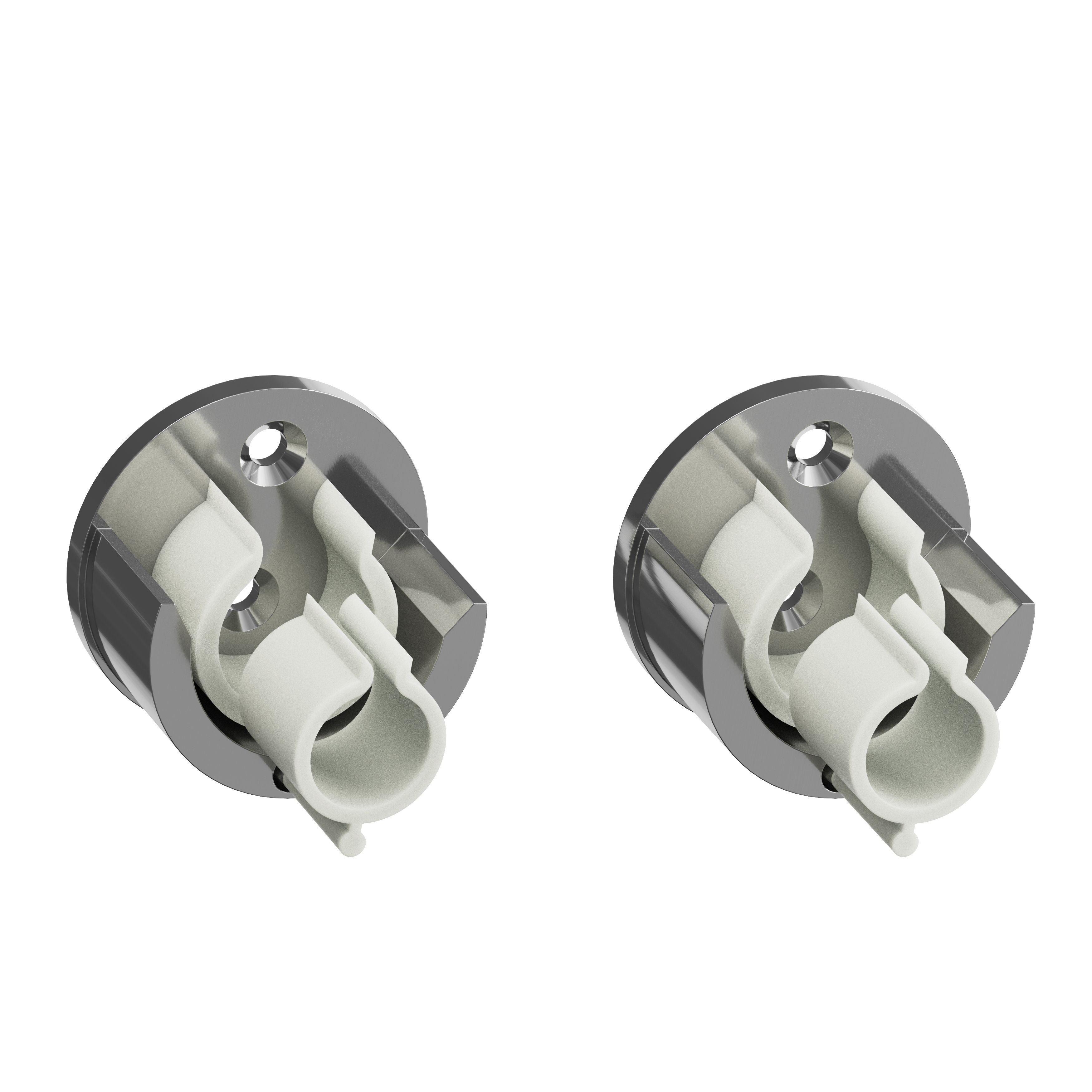 GoodHome Olympe Grey Polished Chrome effect Metal & plastic Recess Curtain pole bracket, Set of 2