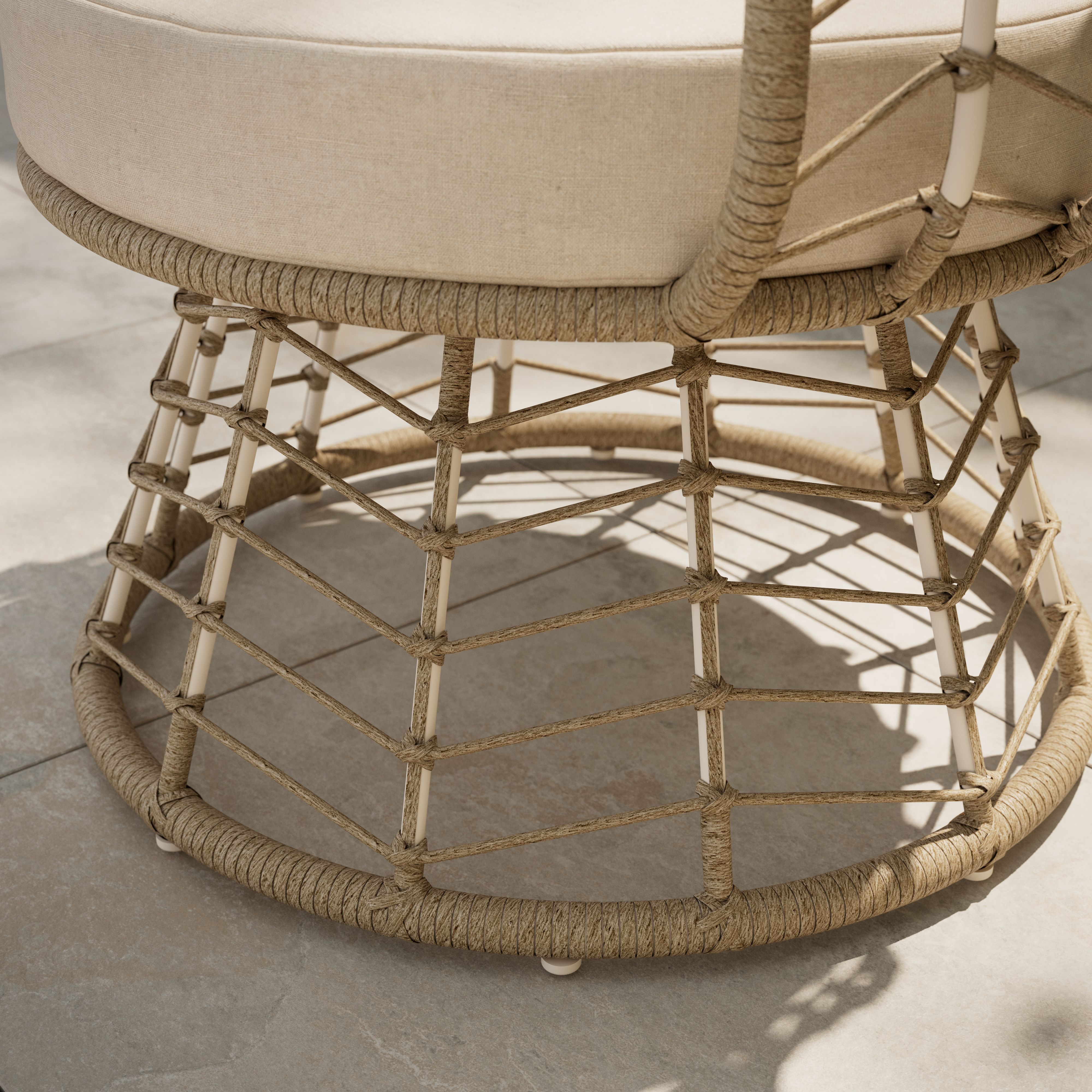 GoodHome Omalos Matt Beige Rattan effect 4 Seater Coffee set
