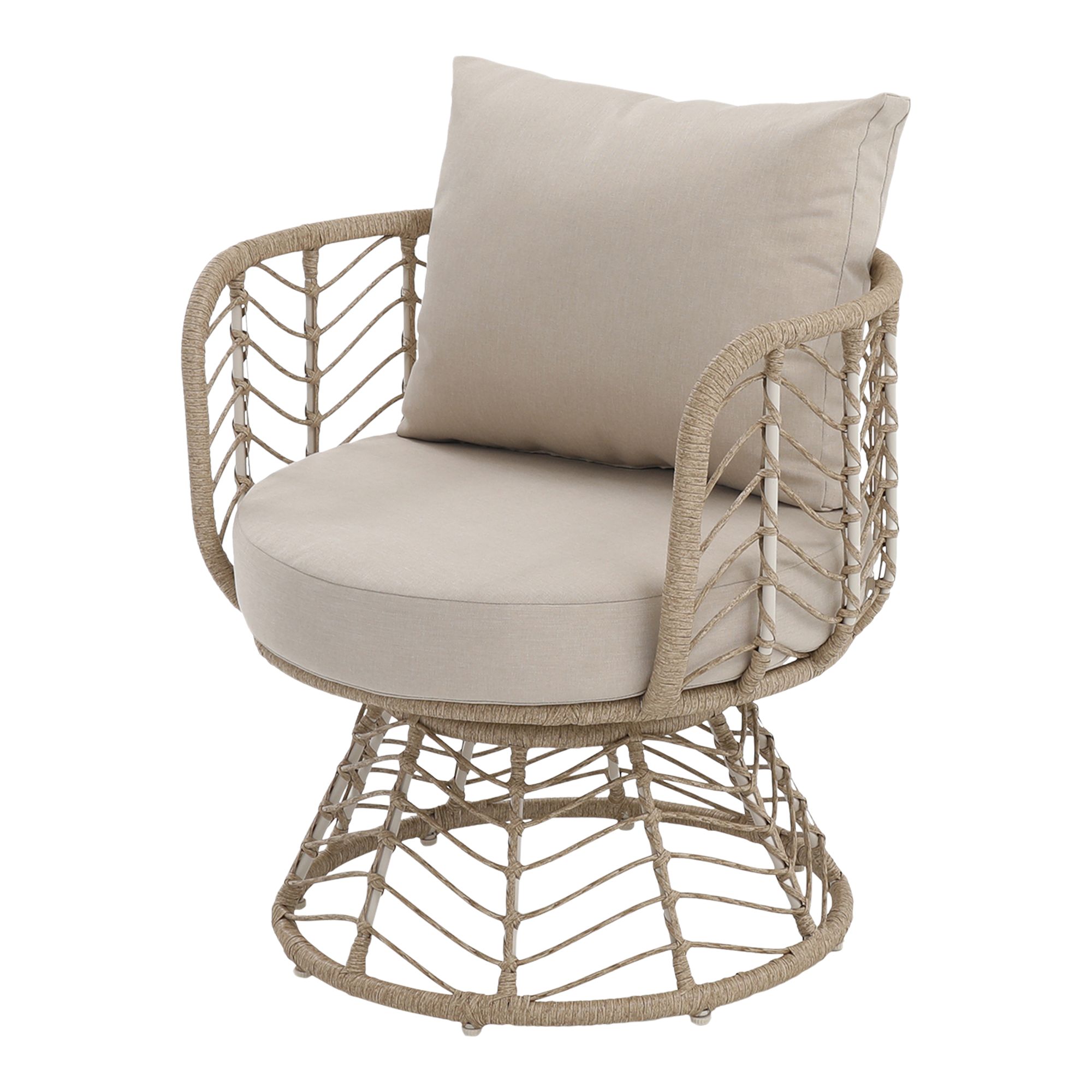 GoodHome Omalos Matt Beige Rattan effect 4 Seater Coffee set