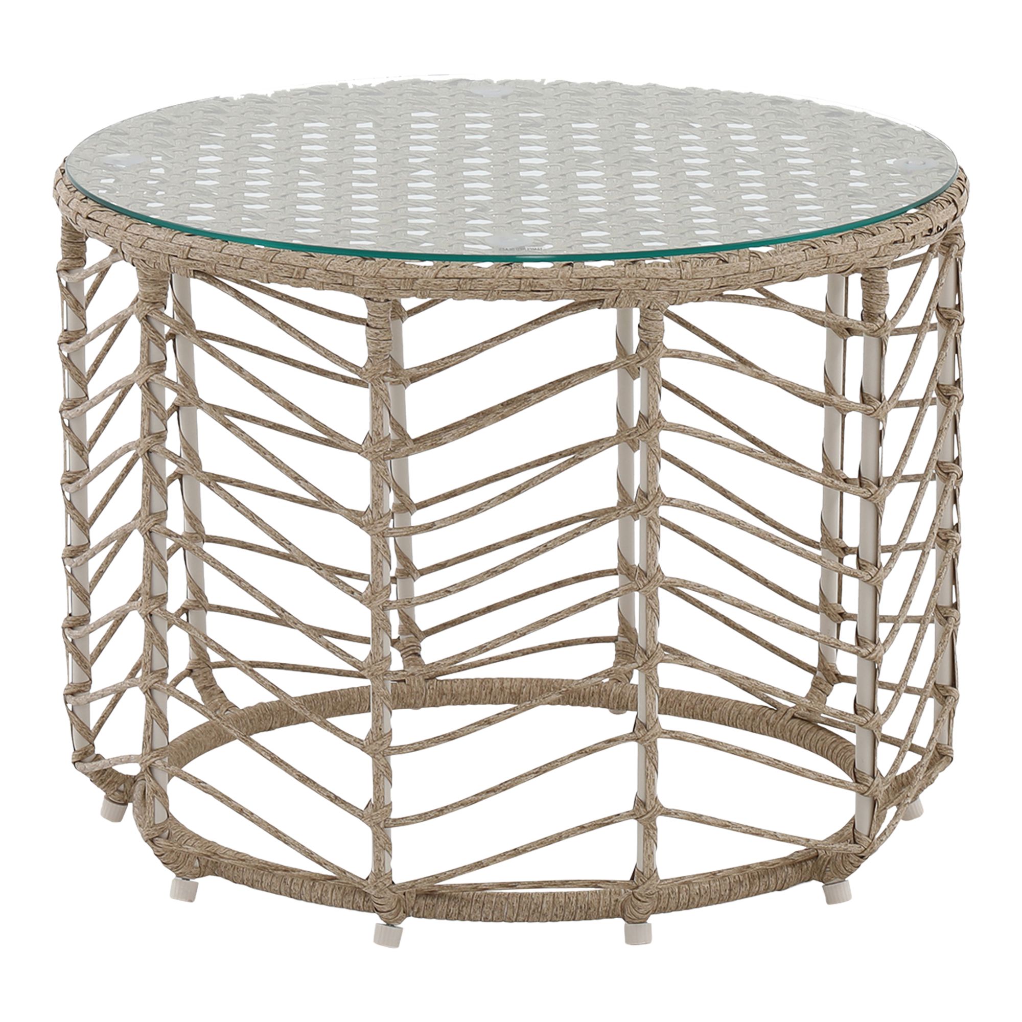 GoodHome Omalos Matt Beige Rattan effect 4 Seater Coffee set
