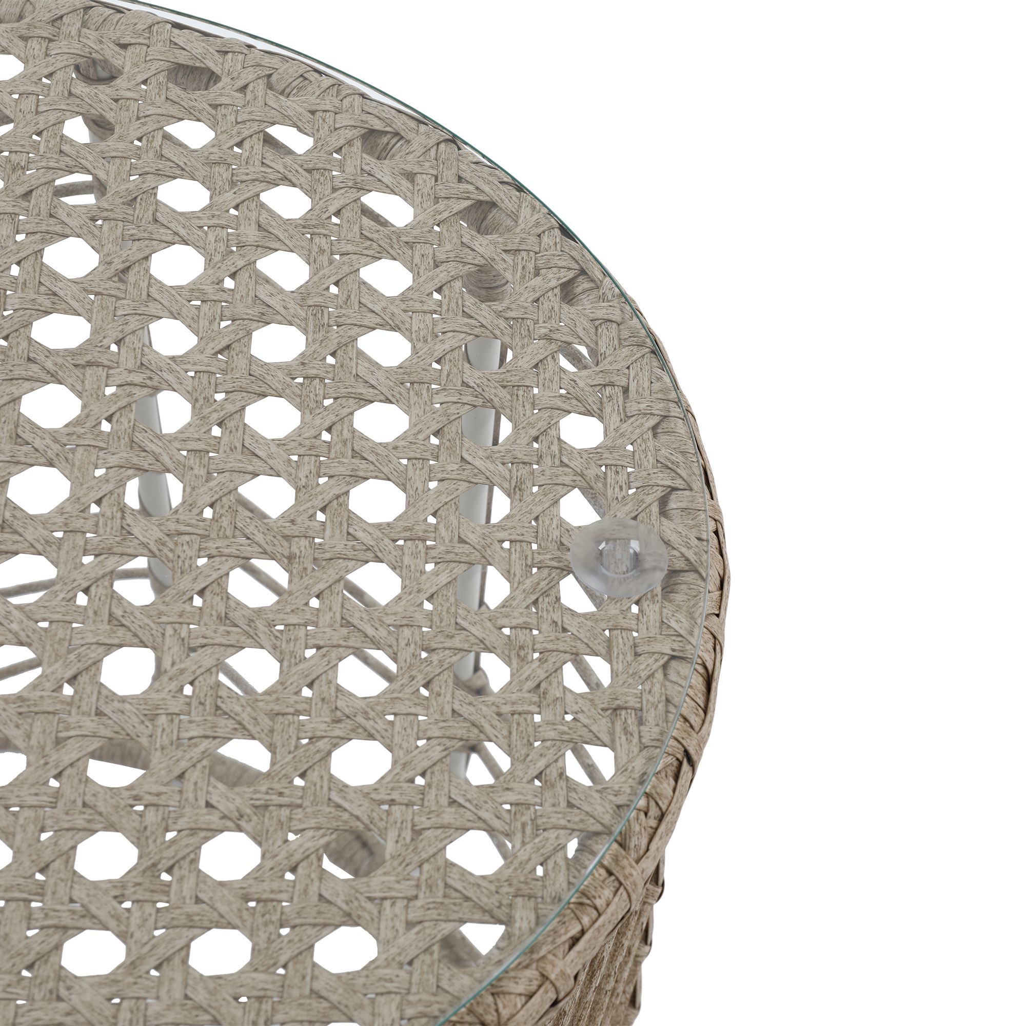 GoodHome Omalos Matt Beige Rattan effect 4 Seater Coffee set