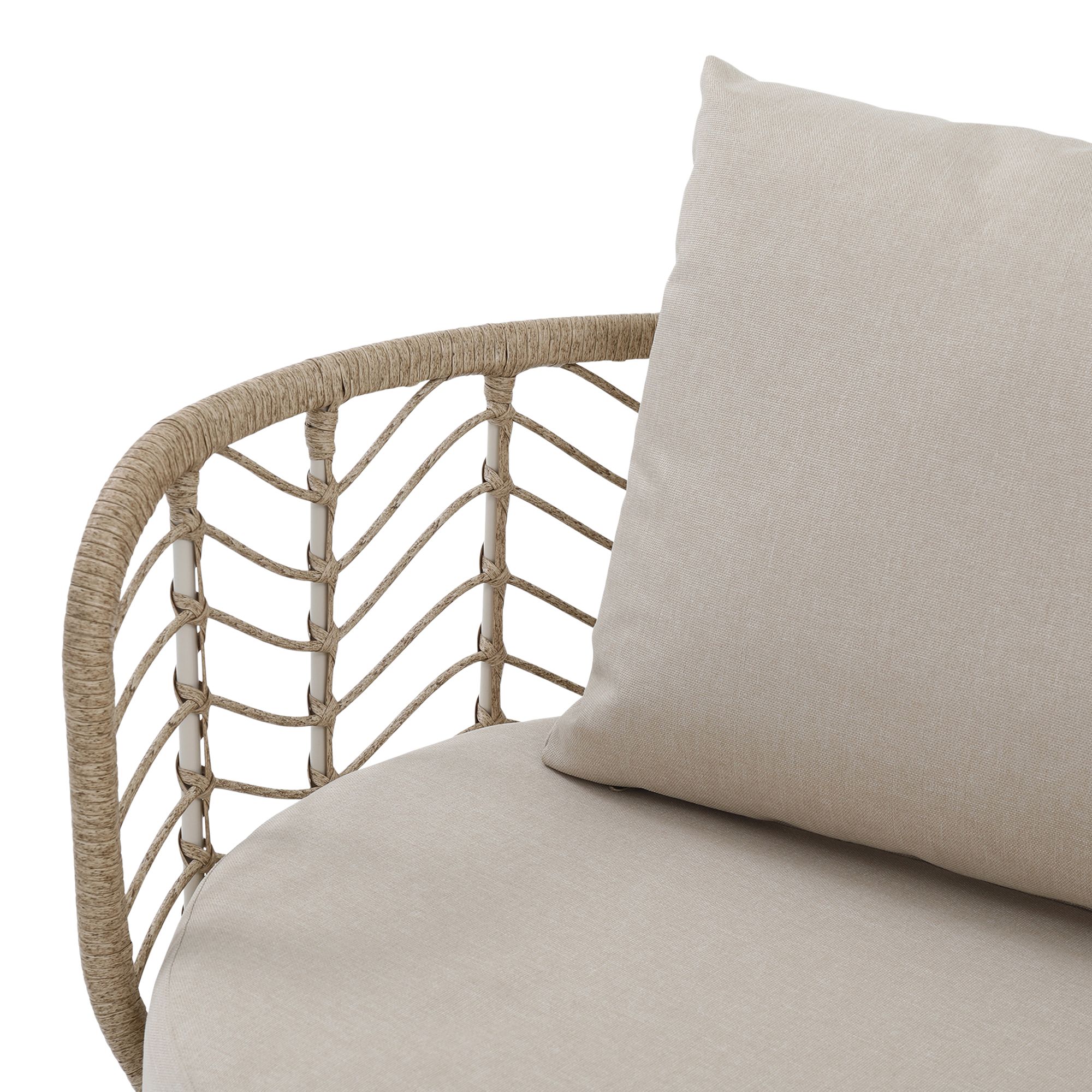 GoodHome Omalos Matt Beige Rattan effect 4 Seater Coffee set