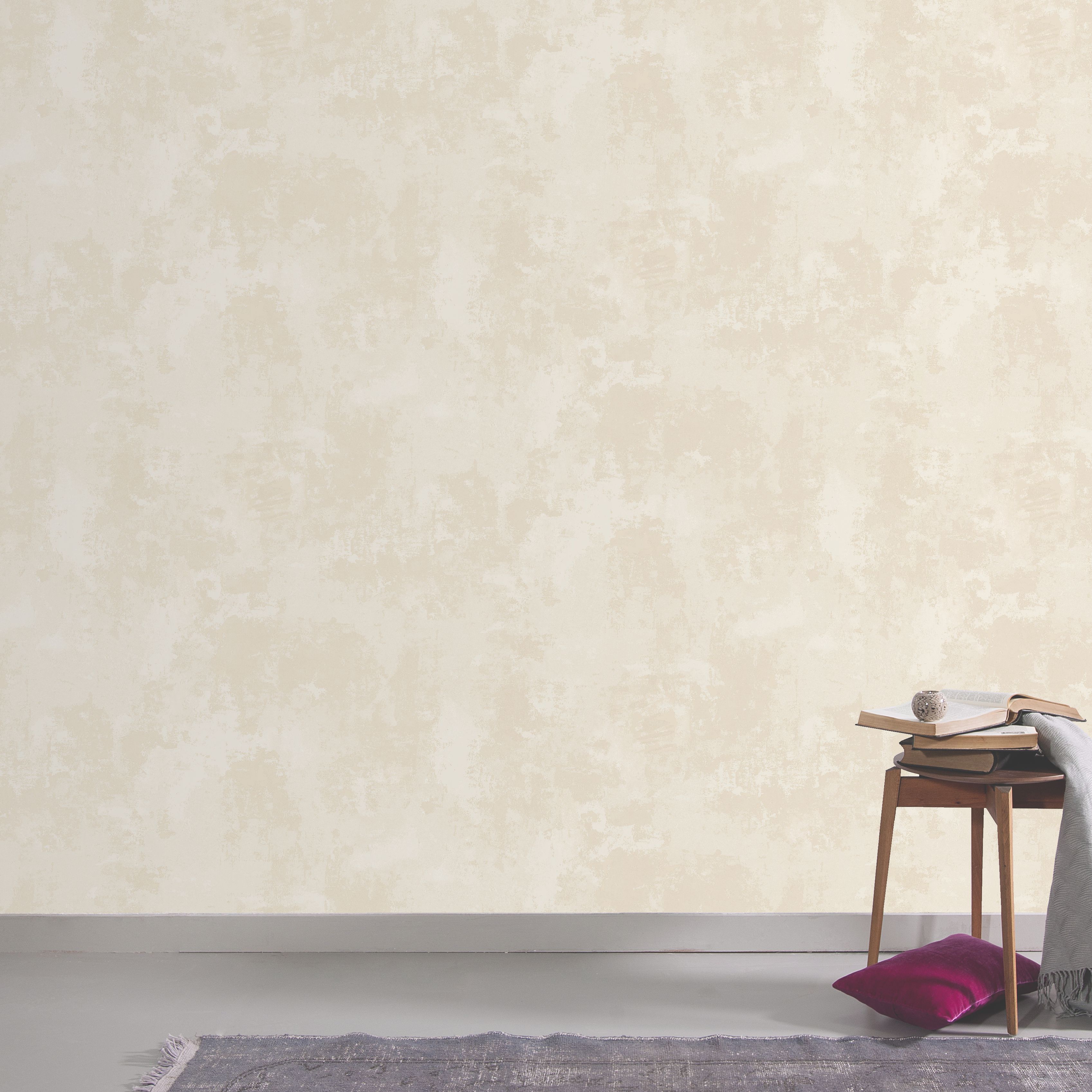 GoodHome OMEY Beige Distressed effect Shabby chic Textured Wallpaper