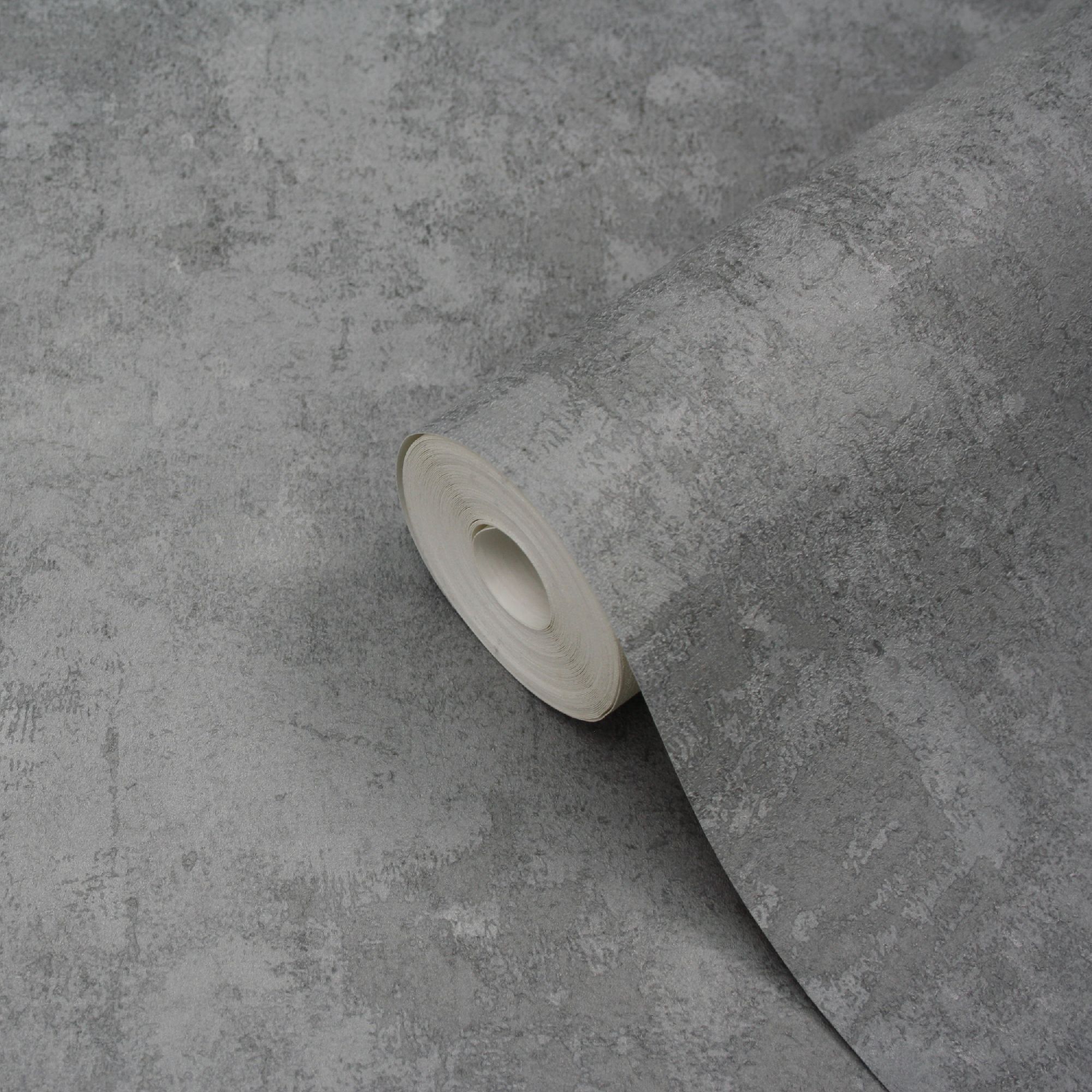GoodHome Omey Dark grey Distressed effect Contemporary Textured Wallpaper