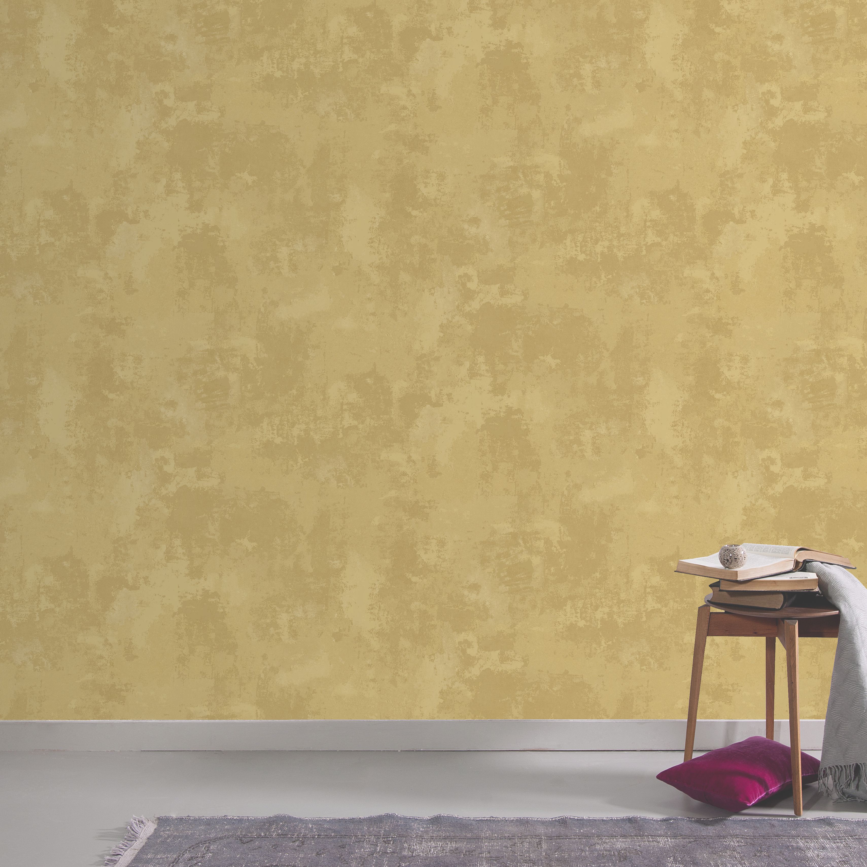 GoodHome OMEY Yellow Distressed effect Contemporary Textured Wallpaper