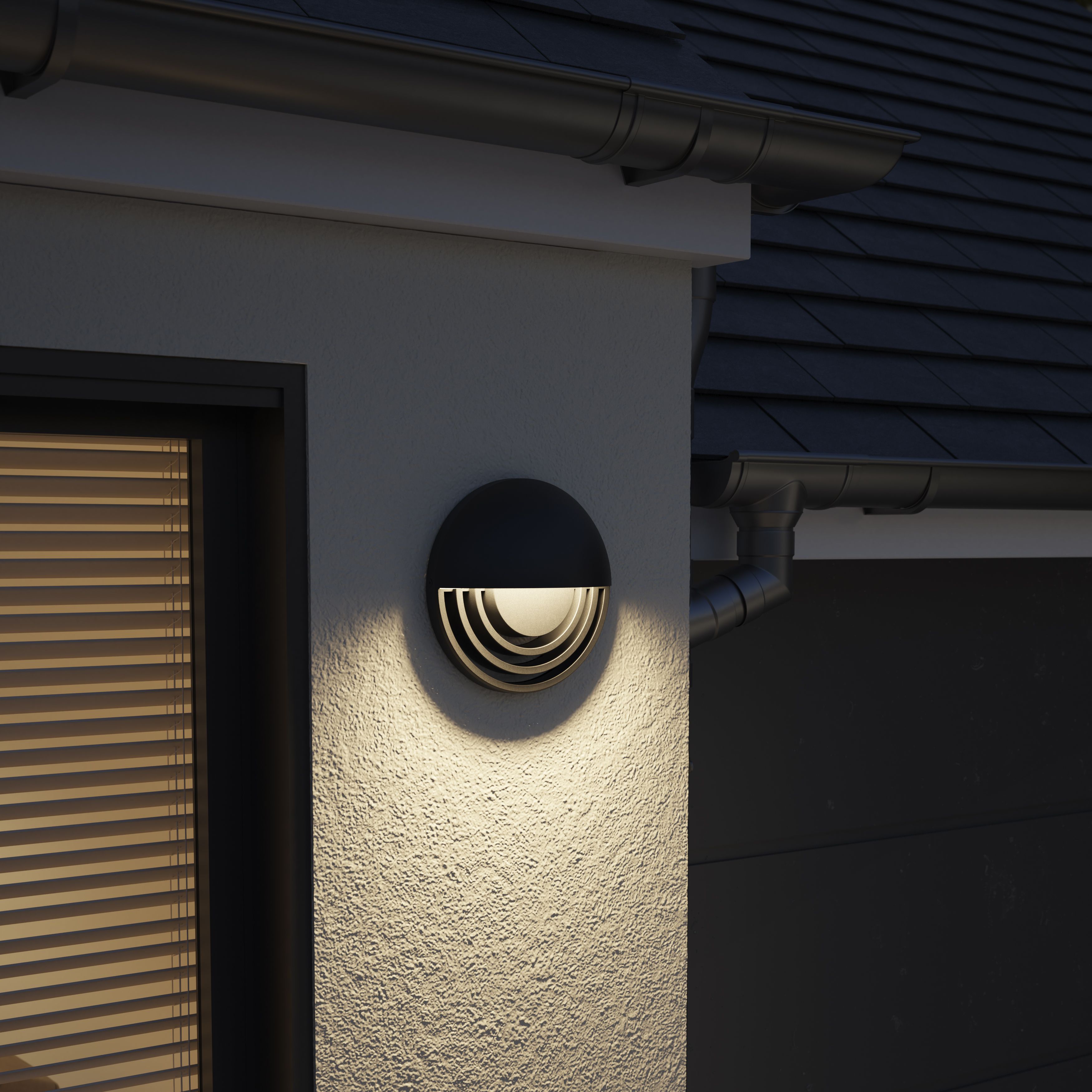 GoodHome Ondava Fixed Matt Black Mainspowered Integrated LED Outdoor