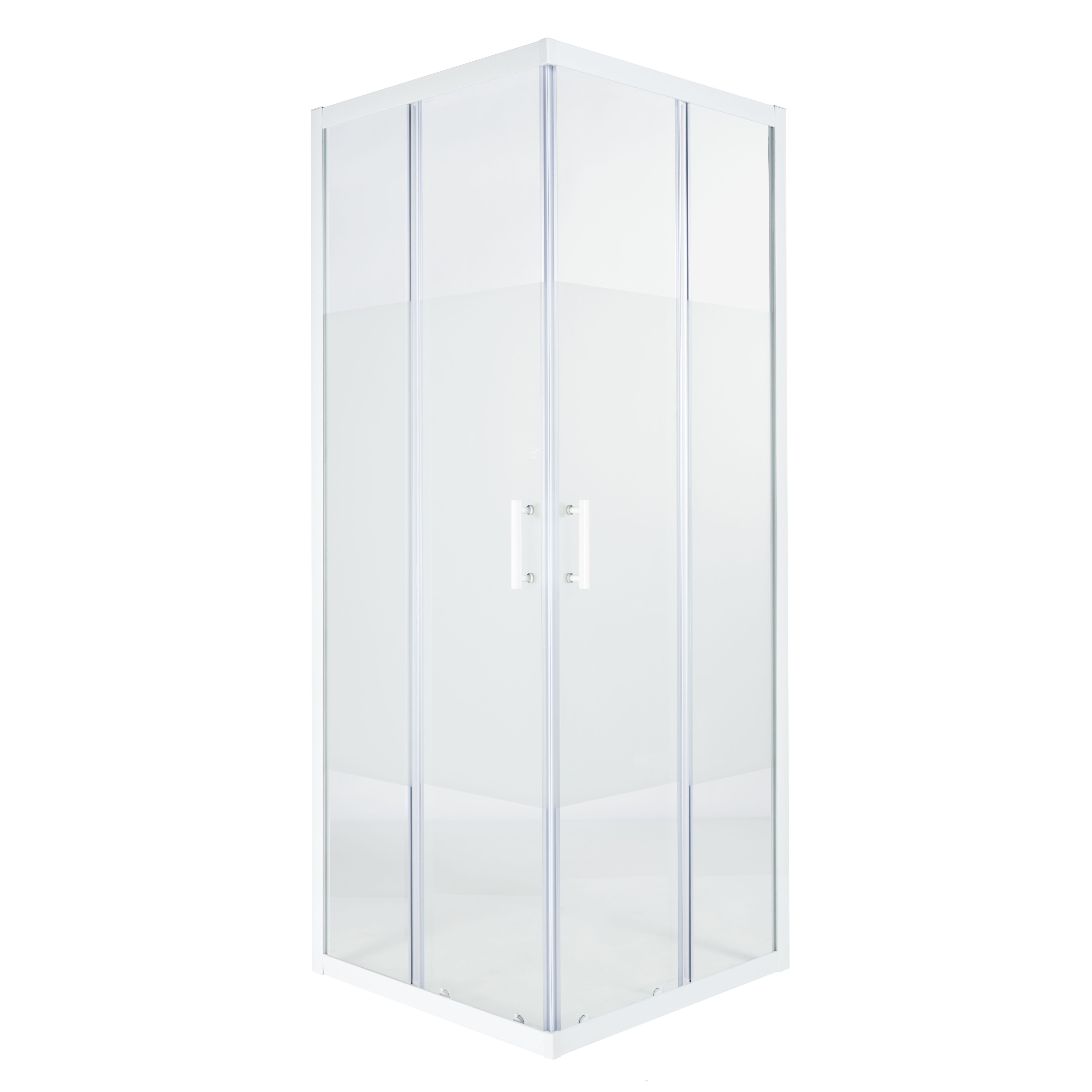 GoodHome Onega Frosted Square Shower Enclosure & tray - Corner entry double sliding door (H)190cm (W)76cm (D)76cm