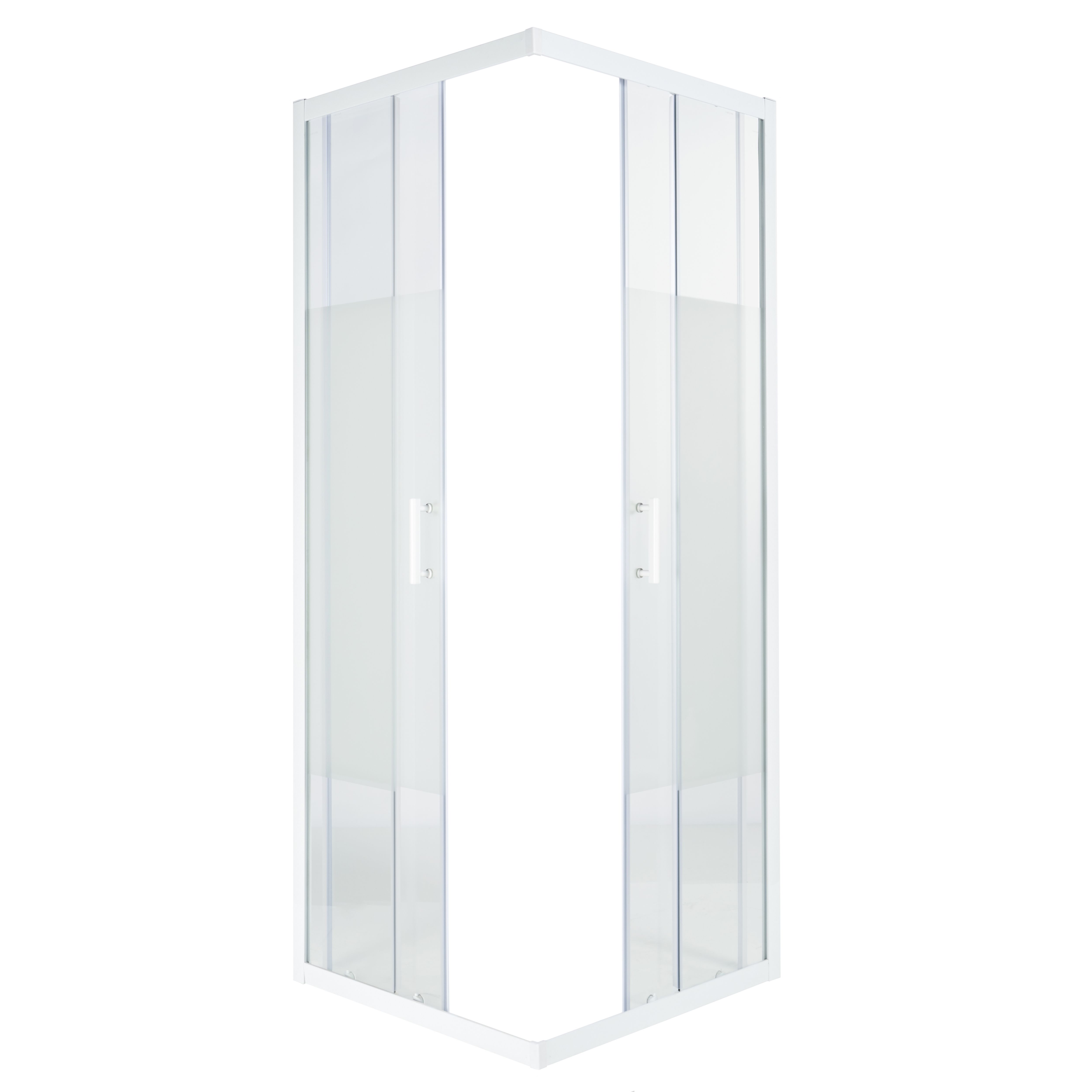 GoodHome Onega Frosted Square Shower Enclosure & tray - Corner entry double sliding door (H)190cm (W)76cm (D)76cm