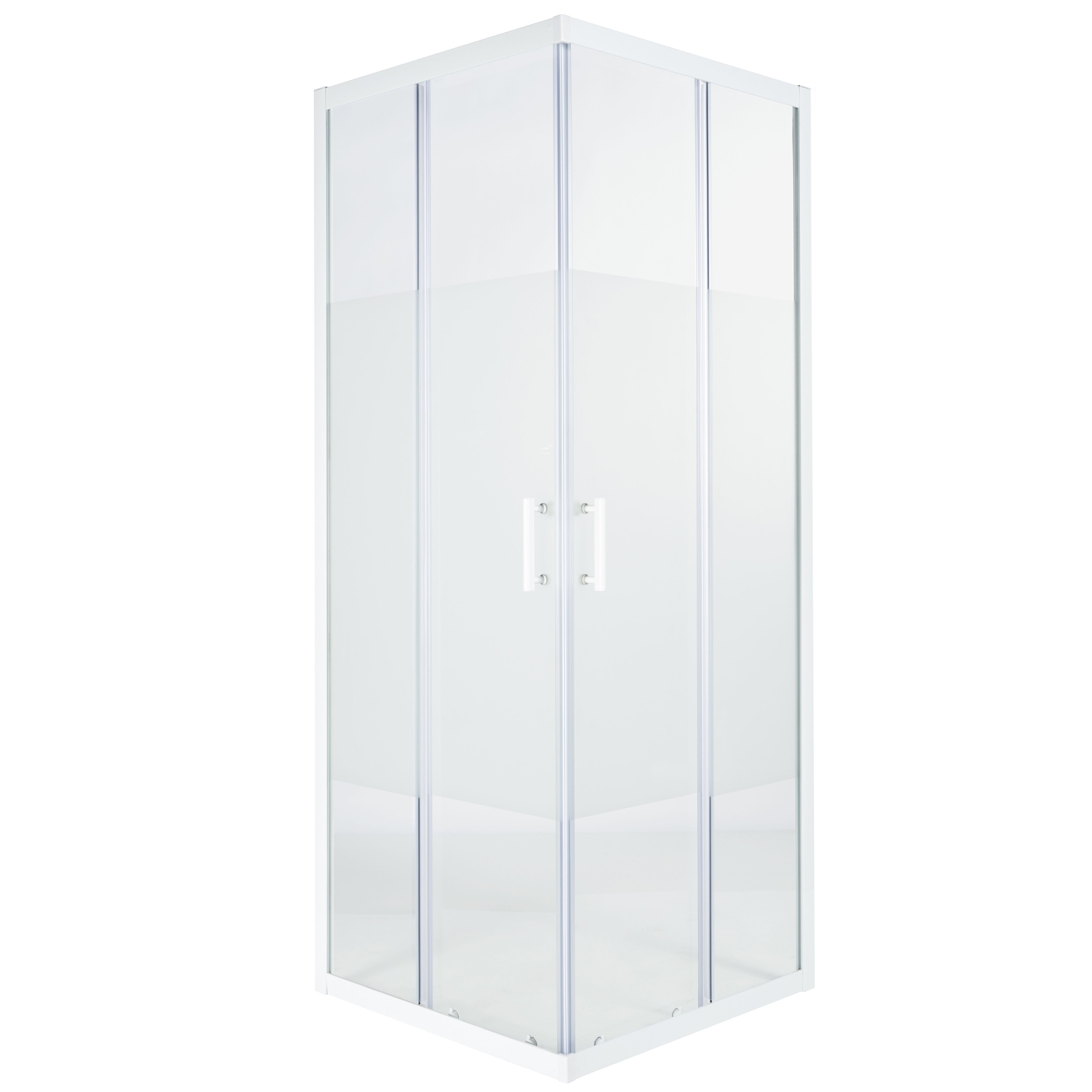 GoodHome Onega Frosted Square Shower Enclosure & tray - Corner entry ...