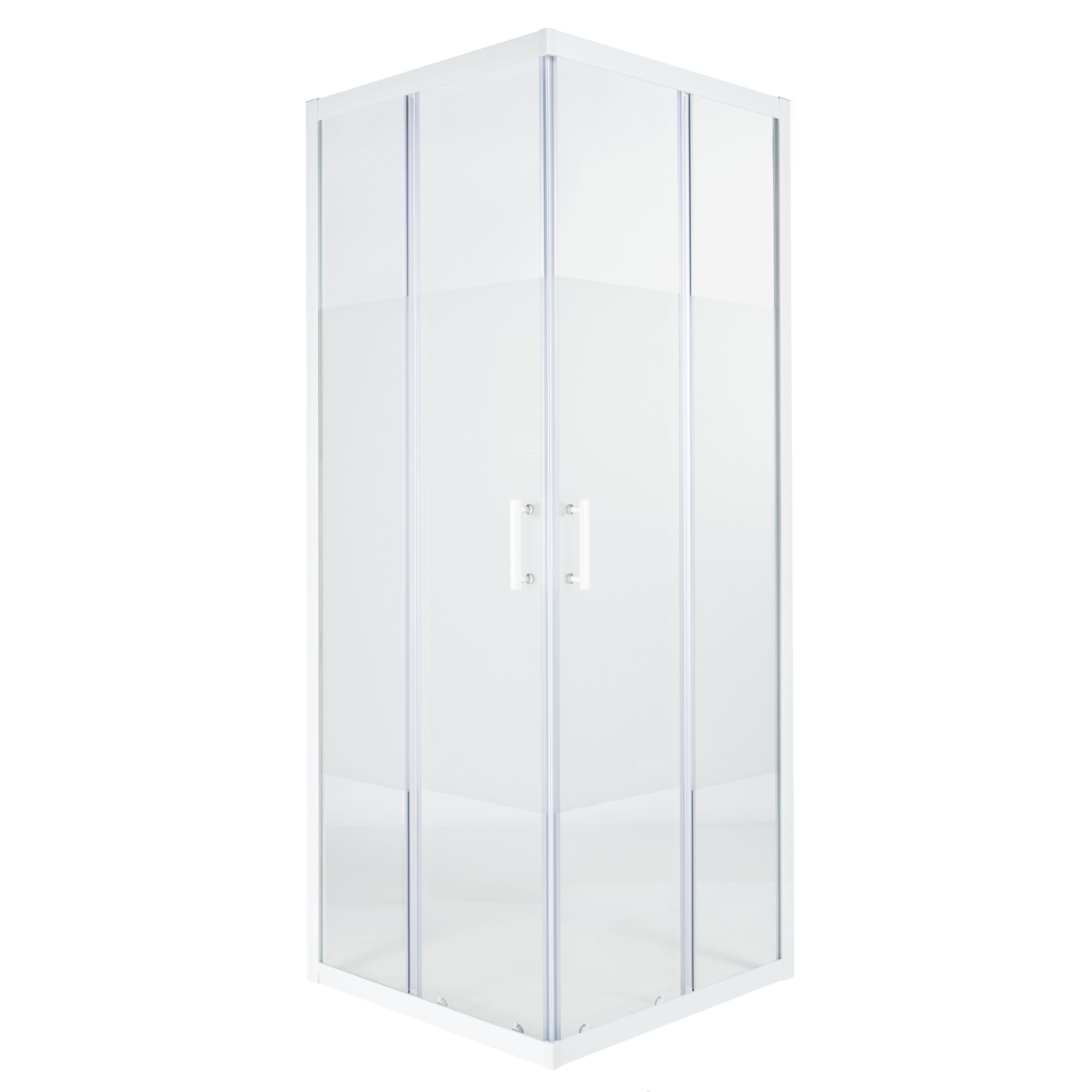 GoodHome Onega Frosted Square Shower Enclosure & tray - Corner entry double sliding door (H)190cm (W)90cm (D)90cm