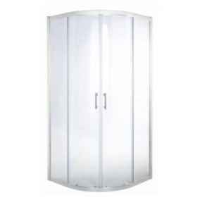 GoodHome Onega Silver effect Clear Quadrant Shower Enclosure & tray - Corner entry double sliding door (H)190cm (W)80cm (D)80cm