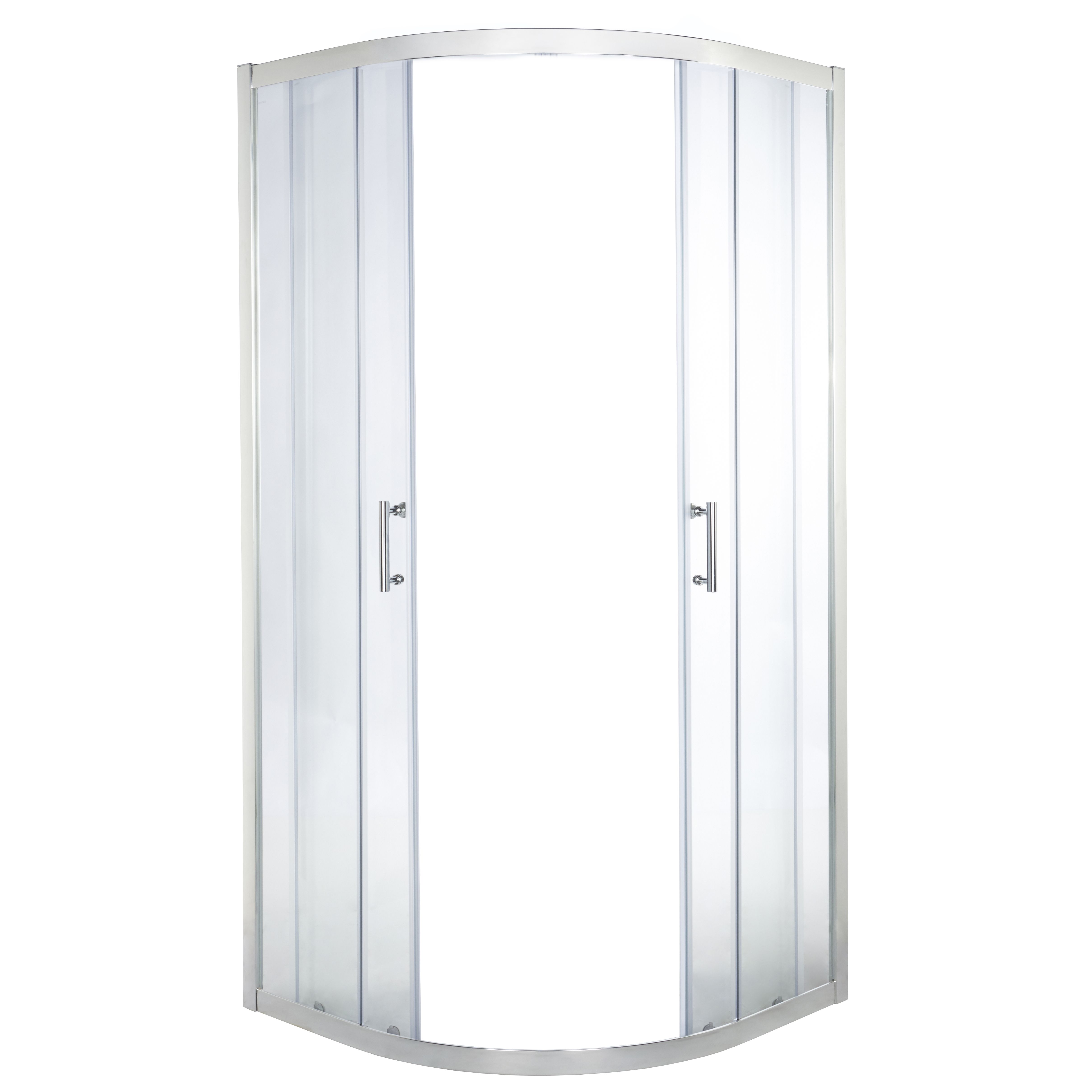 GoodHome Onega Silver effect Clear Quadrant Shower Enclosure & tray - Corner entry double sliding door (H)190cm (W)90cm (D)90cm
