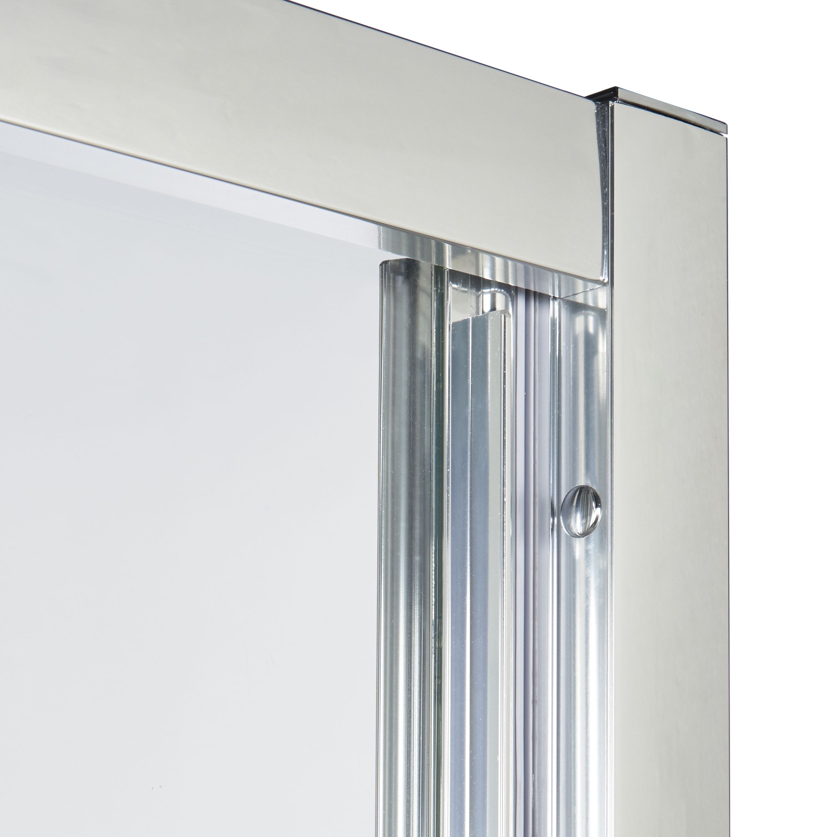GoodHome Onega Silver effect Clear Quadrant Shower Enclosure & tray - Corner entry double sliding door (H)190cm (W)90cm (D)90cm