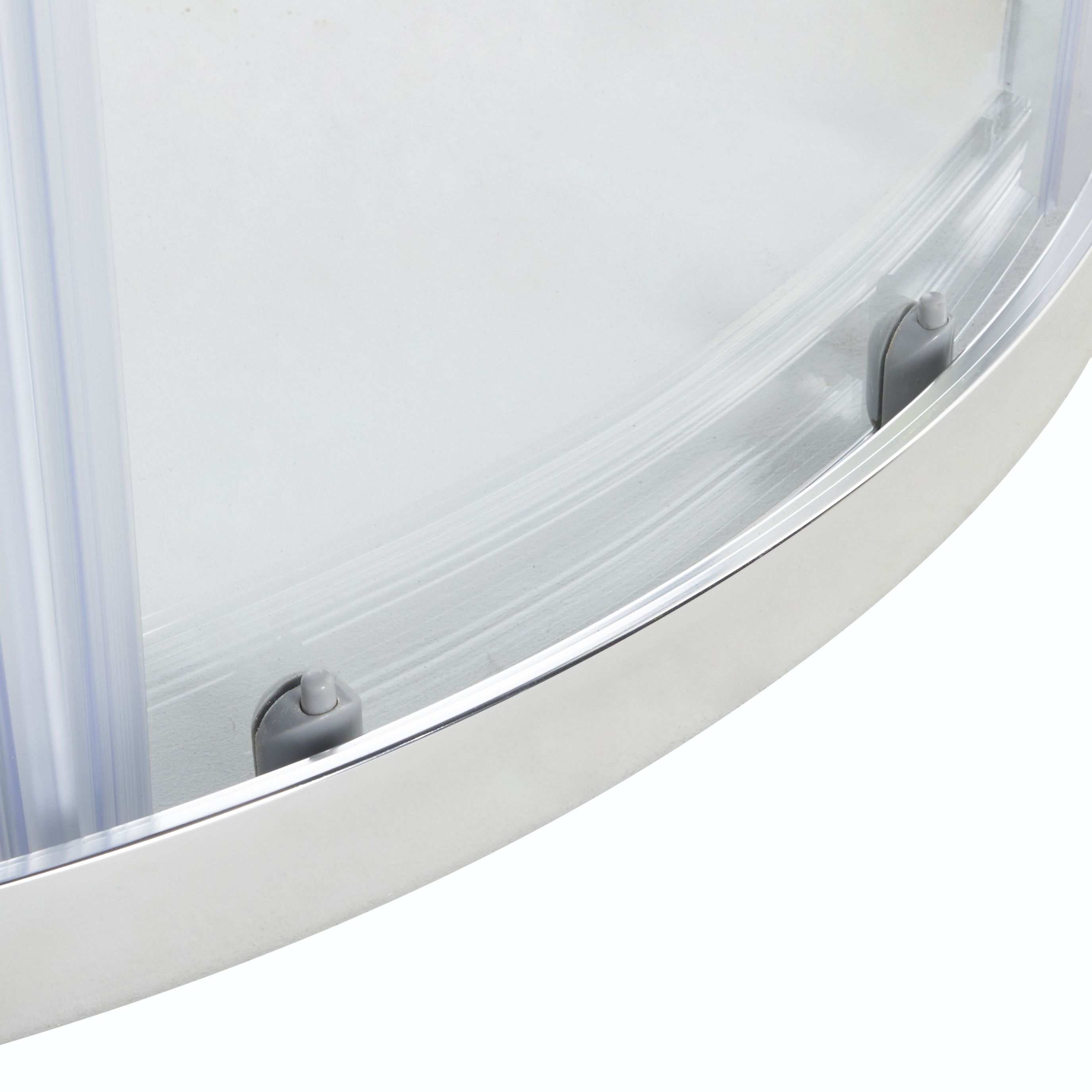 GoodHome Onega Silver effect Clear Quadrant Shower Enclosure & tray - Corner entry double sliding door (H)190cm (W)90cm (D)90cm