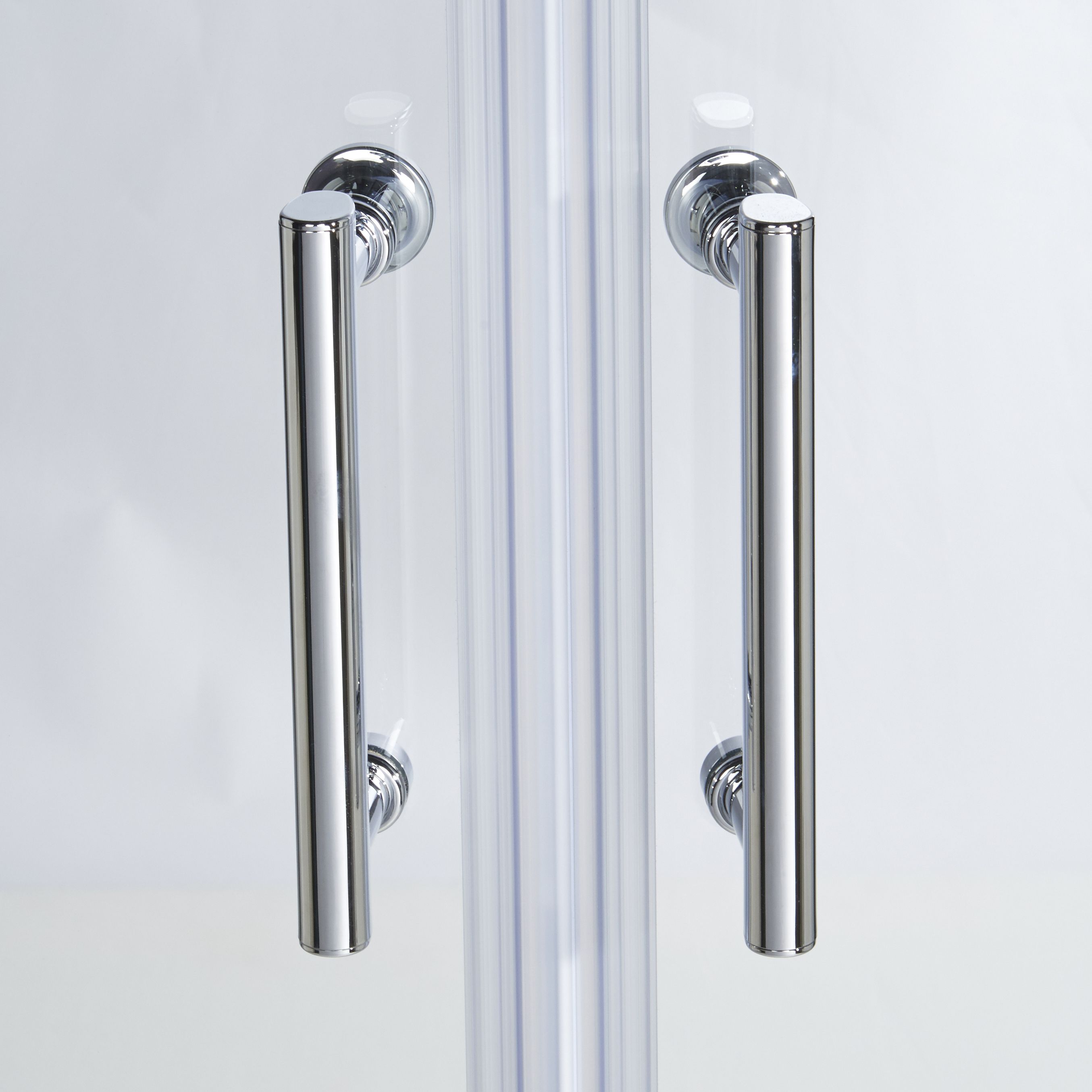 GoodHome Onega Silver effect Clear Quadrant Shower Enclosure & tray - Corner entry double sliding door (H)190cm (W)90cm (D)90cm