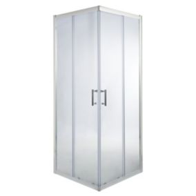 GoodHome Onega Silver effect Clear Square Shower Enclosure & tray - Corner entry double sliding door (H)190cm (W)76cm (D)76cm