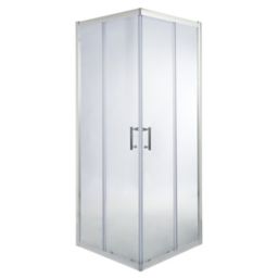 GoodHome Onega Square Clear Shower Enclosure & tray with Corner entry double sliding door (W)760mm (D)760mm