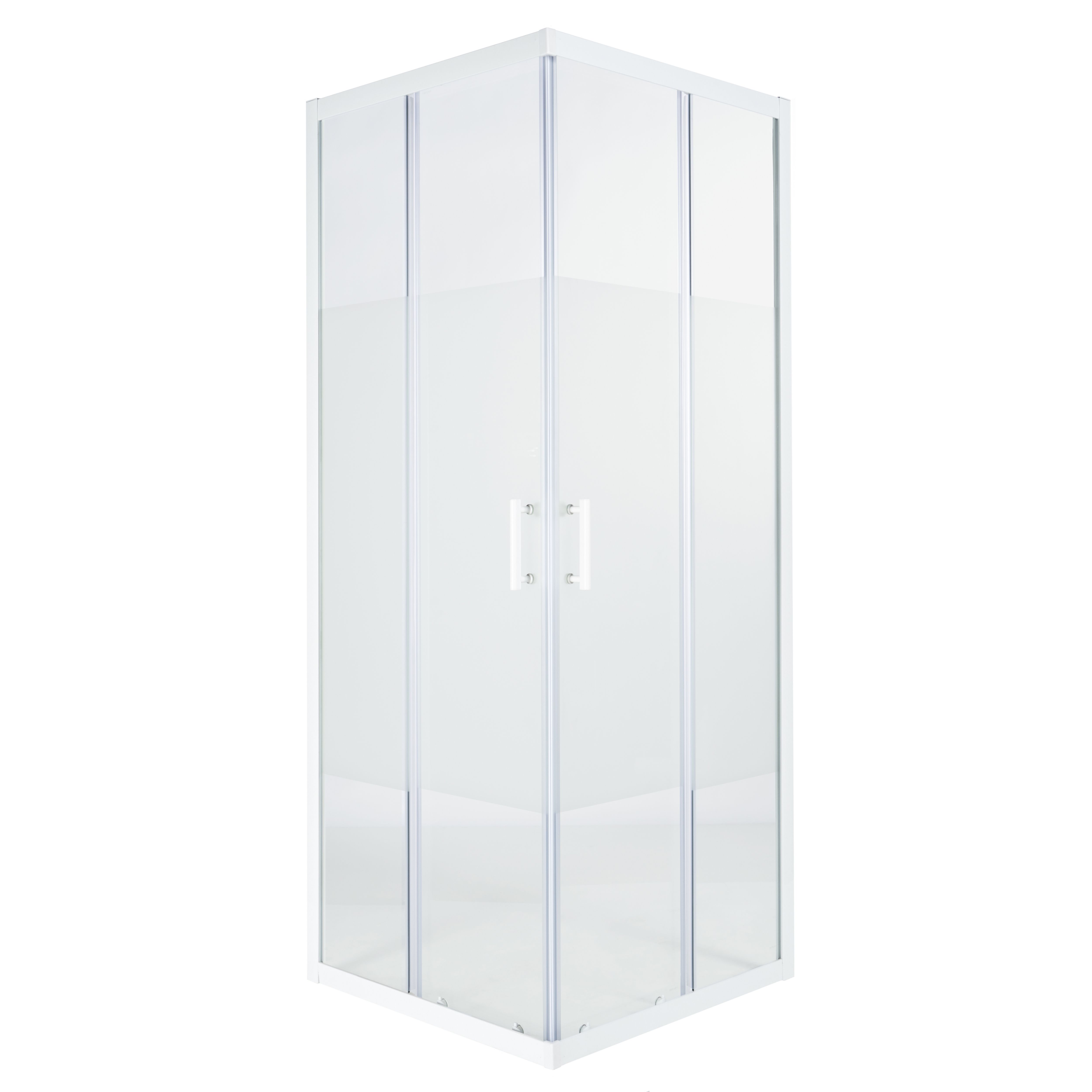 GoodHome Onega White Square Frosted effect Shower Enclosure & tray with ...