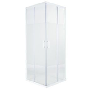GoodHome Onega White Square Shower Enclosure & tray with Corner entry double sliding door (W)800mm (D)800mm